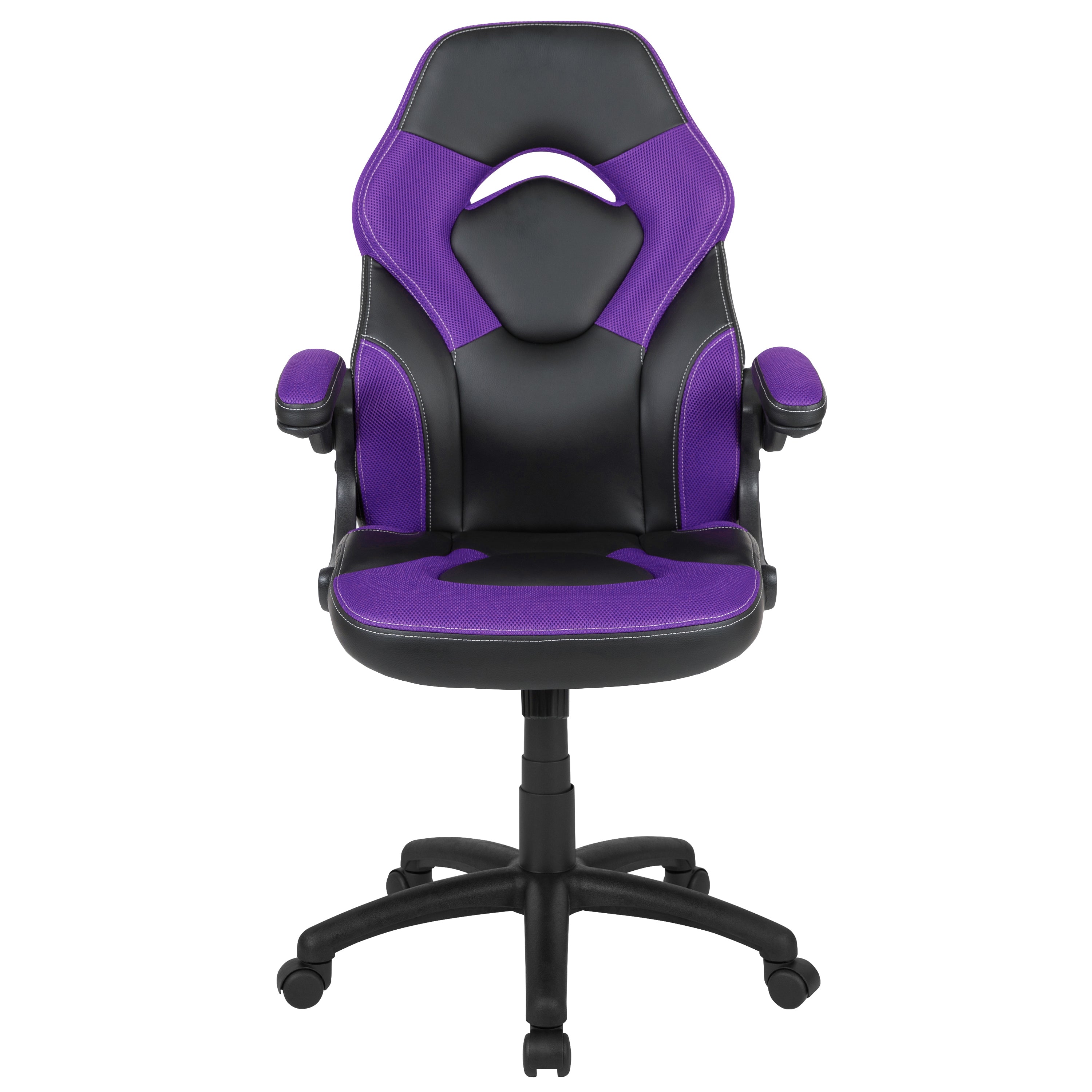 X10 Gaming Chair, Racing Style Ergonomic Office Chair, Height Adjustable Swivel Computer Chair with Flip-Up Arms, Purple/Black LeatherSoft