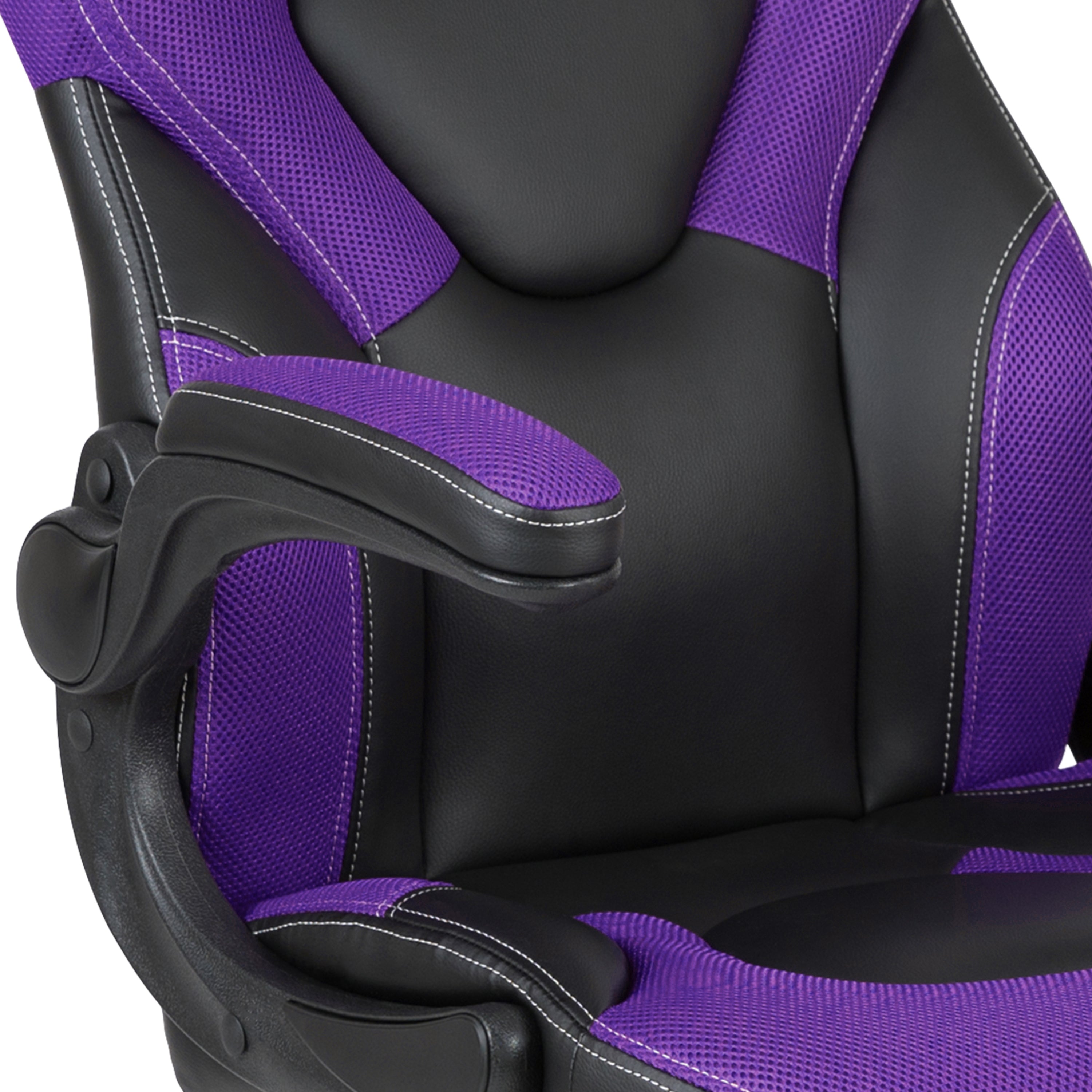 X10 Gaming Chair, Racing Style Ergonomic Office Chair, Height Adjustable Swivel Computer Chair with Flip-Up Arms, Purple/Black LeatherSoft