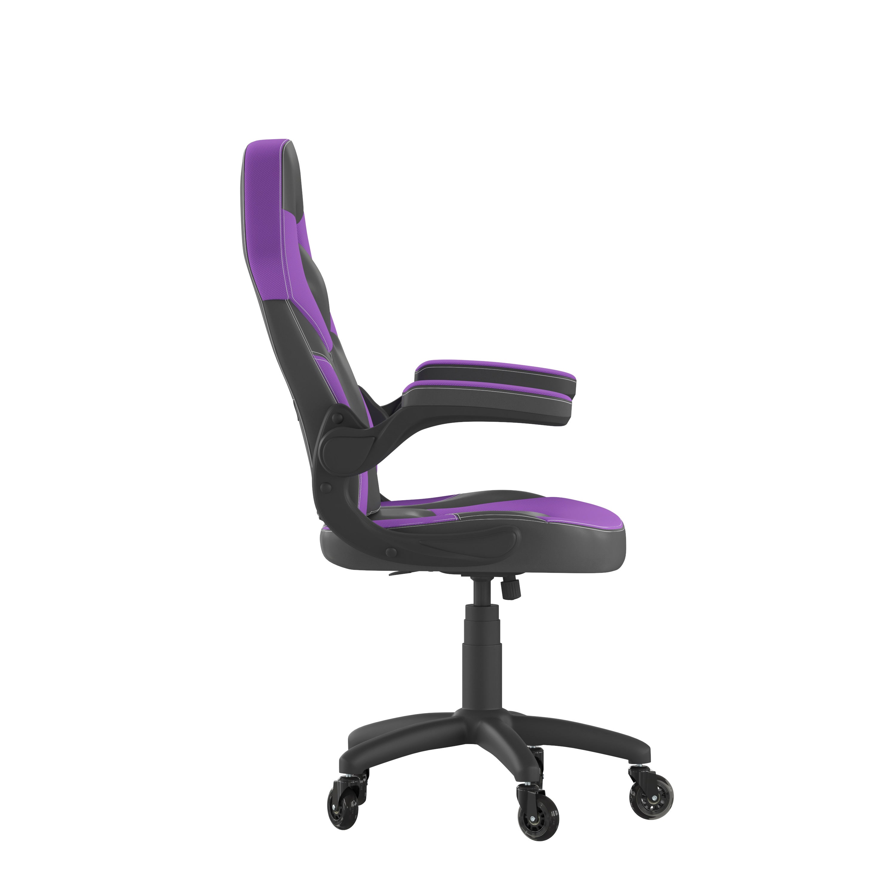 X10 Gaming Chair Racing Office Computer PC Adjustable Chair with Flip-up Arms and Transparent Roller Wheels, Purple/Black LeatherSoft