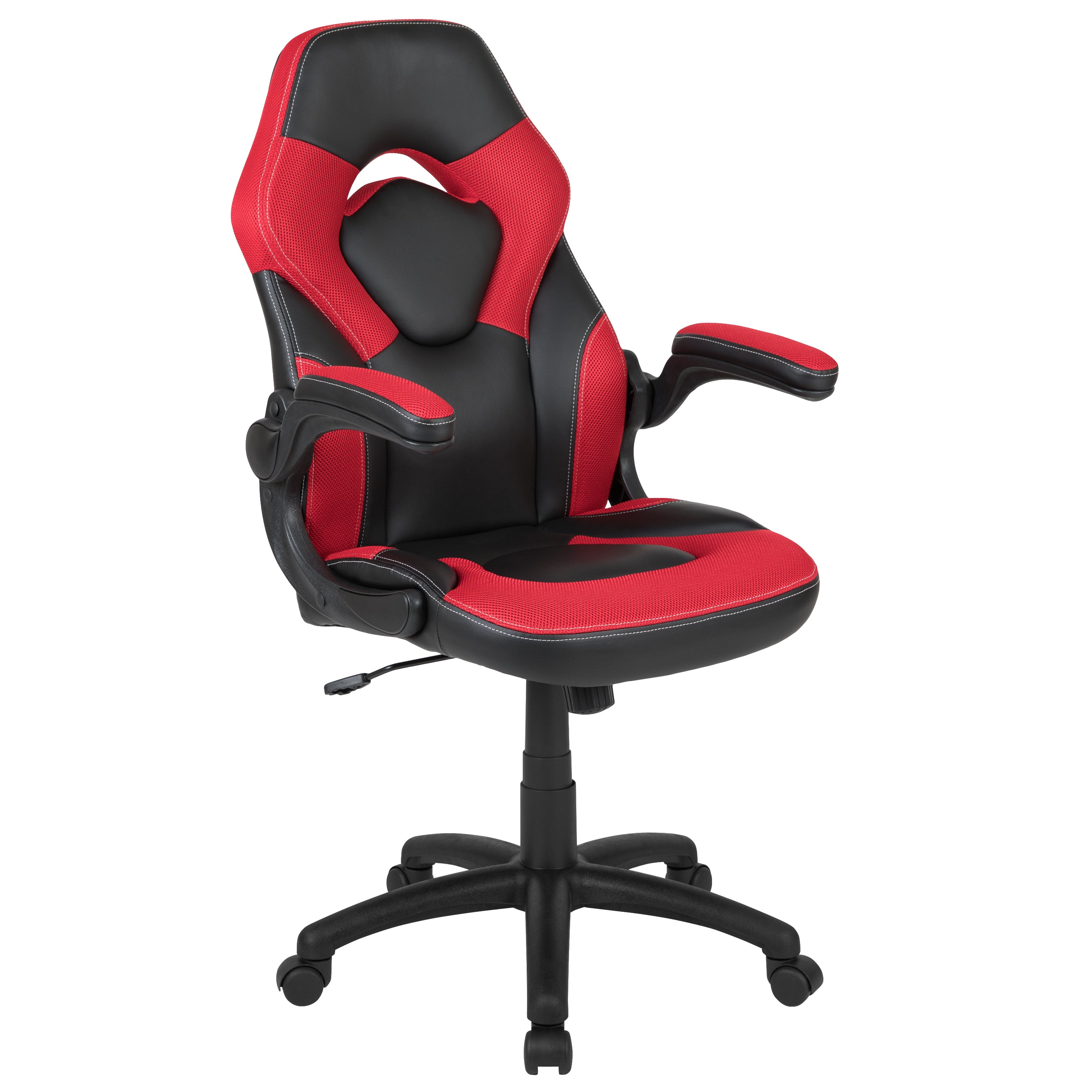 X10 Gaming Chair, Racing Style Ergonomic Office Chair, Height Adjustable Swivel Computer Chair with Flip-Up Arms, Red/Black LeatherSoft