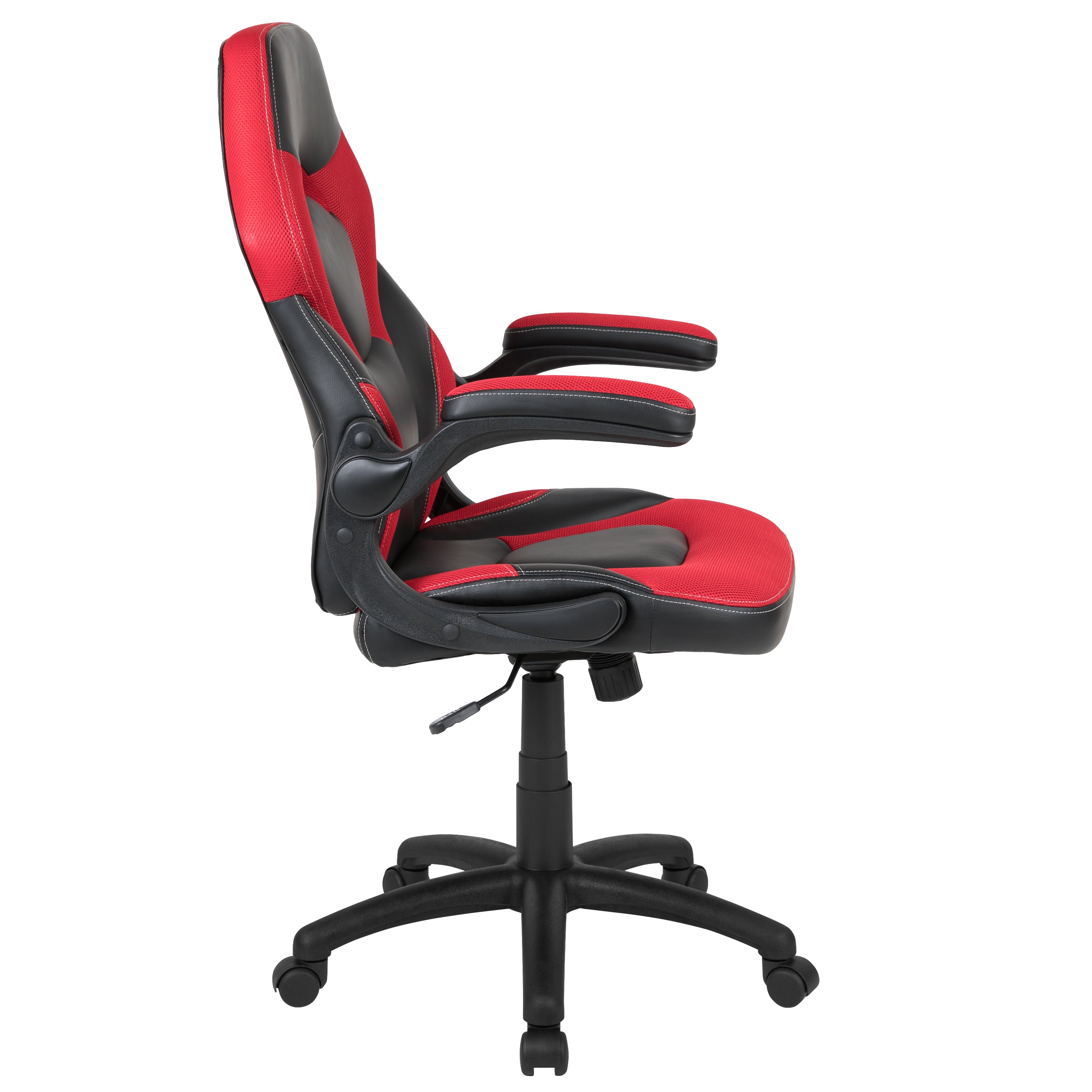 X10 Gaming Chair, Racing Style Ergonomic Office Chair, Height Adjustable Swivel Computer Chair with Flip-Up Arms, Red/Black LeatherSoft