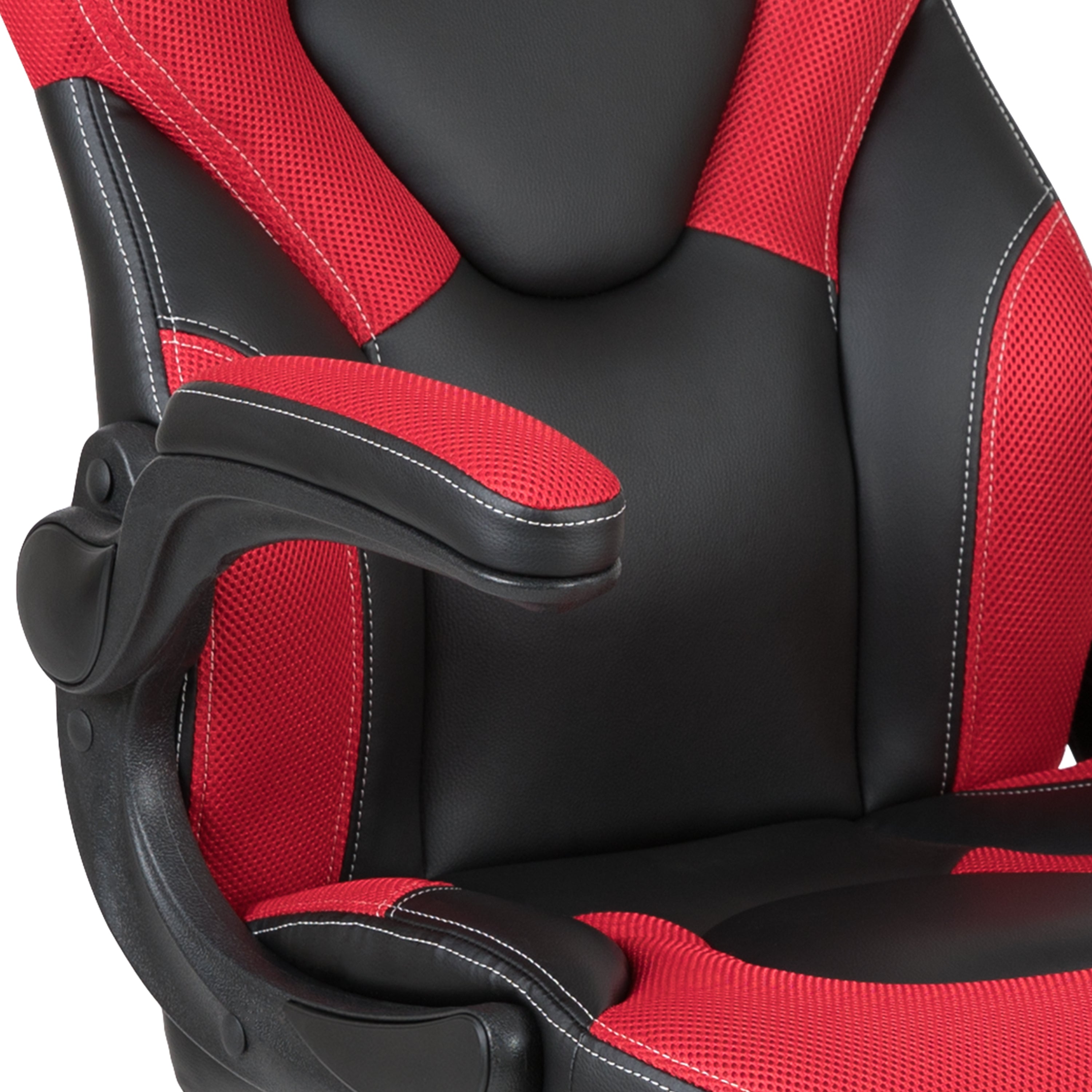 X10 Gaming Chair, Racing Style Ergonomic Office Chair, Height Adjustable Swivel Computer Chair with Flip-Up Arms, Red/Black LeatherSoft