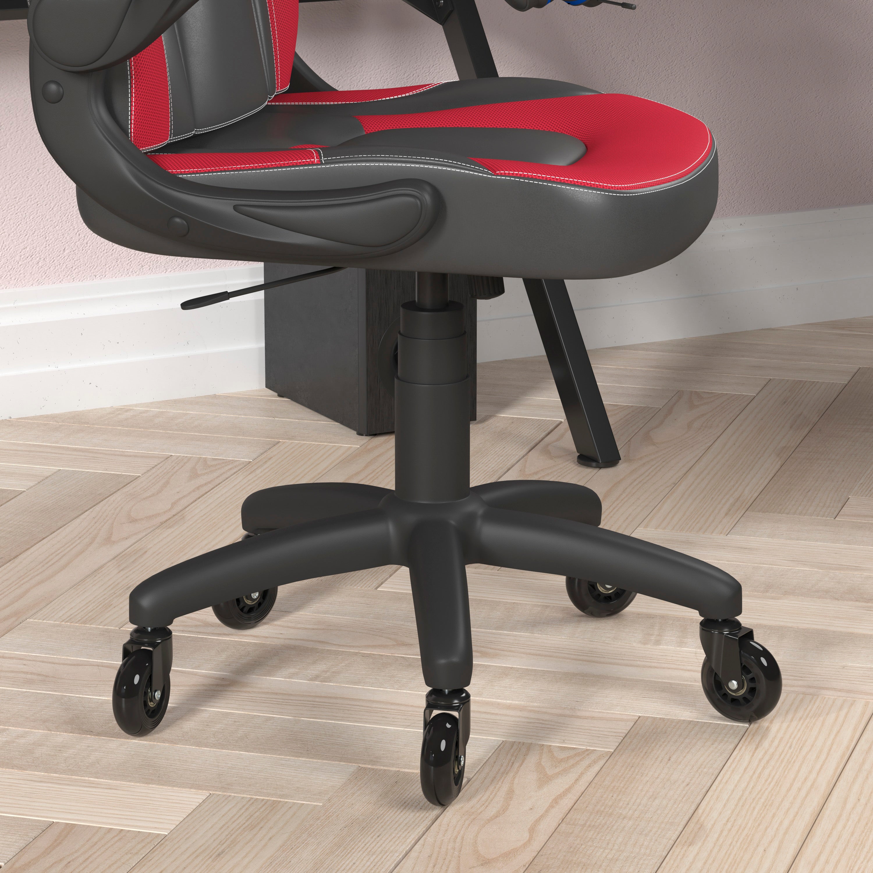 X10 Gaming Chair Racing Office Computer PC Adjustable Chair with Flip-up Arms and Transparent Roller Wheels, Red/Black LeatherSoft