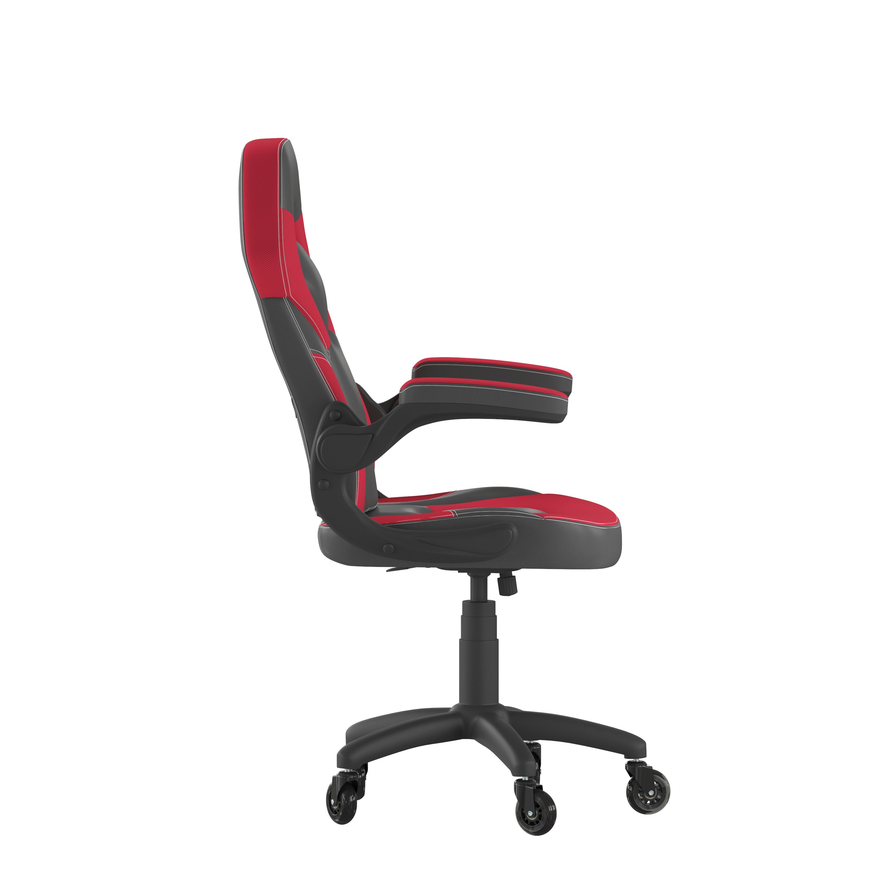 X10 Gaming Chair Racing Office Computer PC Adjustable Chair with Flip-up Arms and Transparent Roller Wheels, Red/Black LeatherSoft