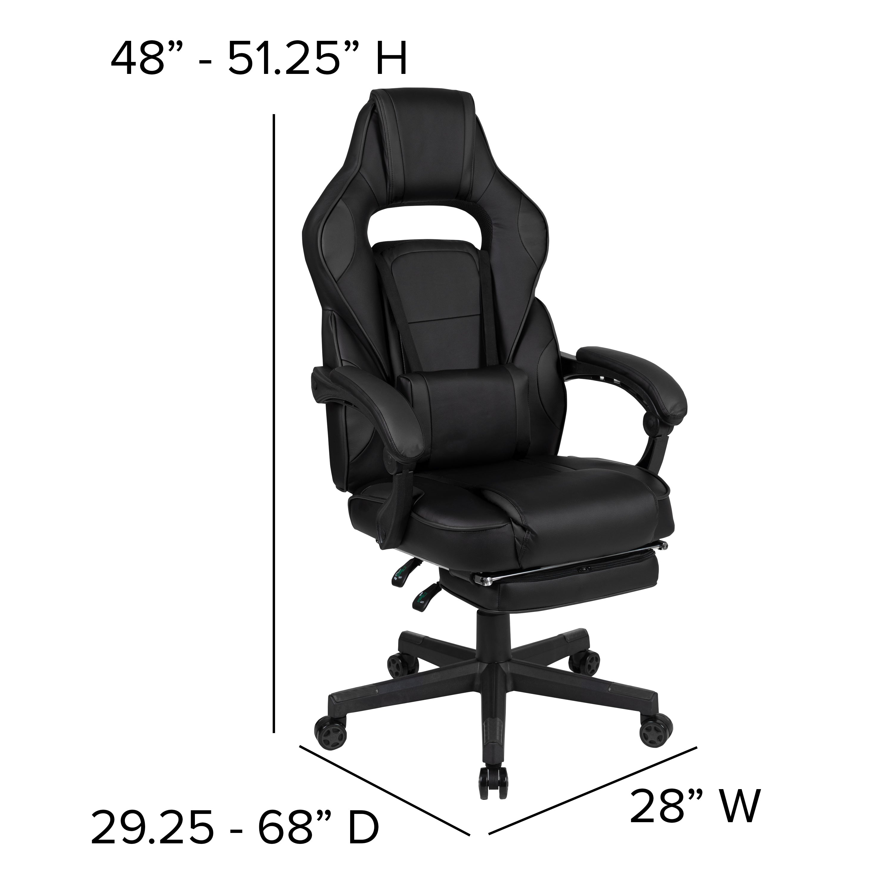 X40 Gaming Chair Racing Ergonomic Computer Chair with Fully Reclining Back/Arms, Slide-Out Footrest, Massaging Lumbar - Black