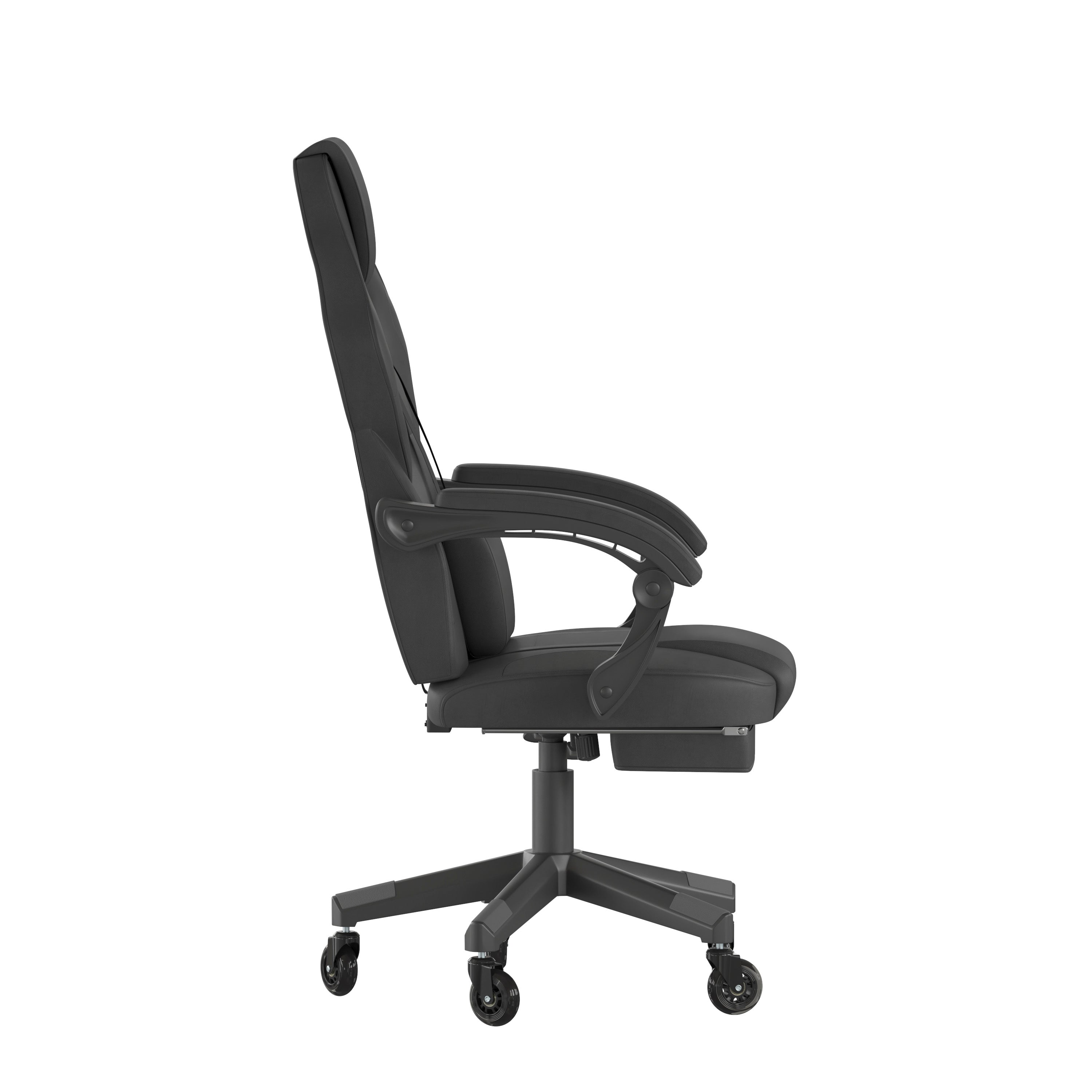X40 Gaming Chair Racing Computer Chair with Fully Reclining Back/Arms and Transparent Roller Wheels, Slide-Out Footrest, - Black