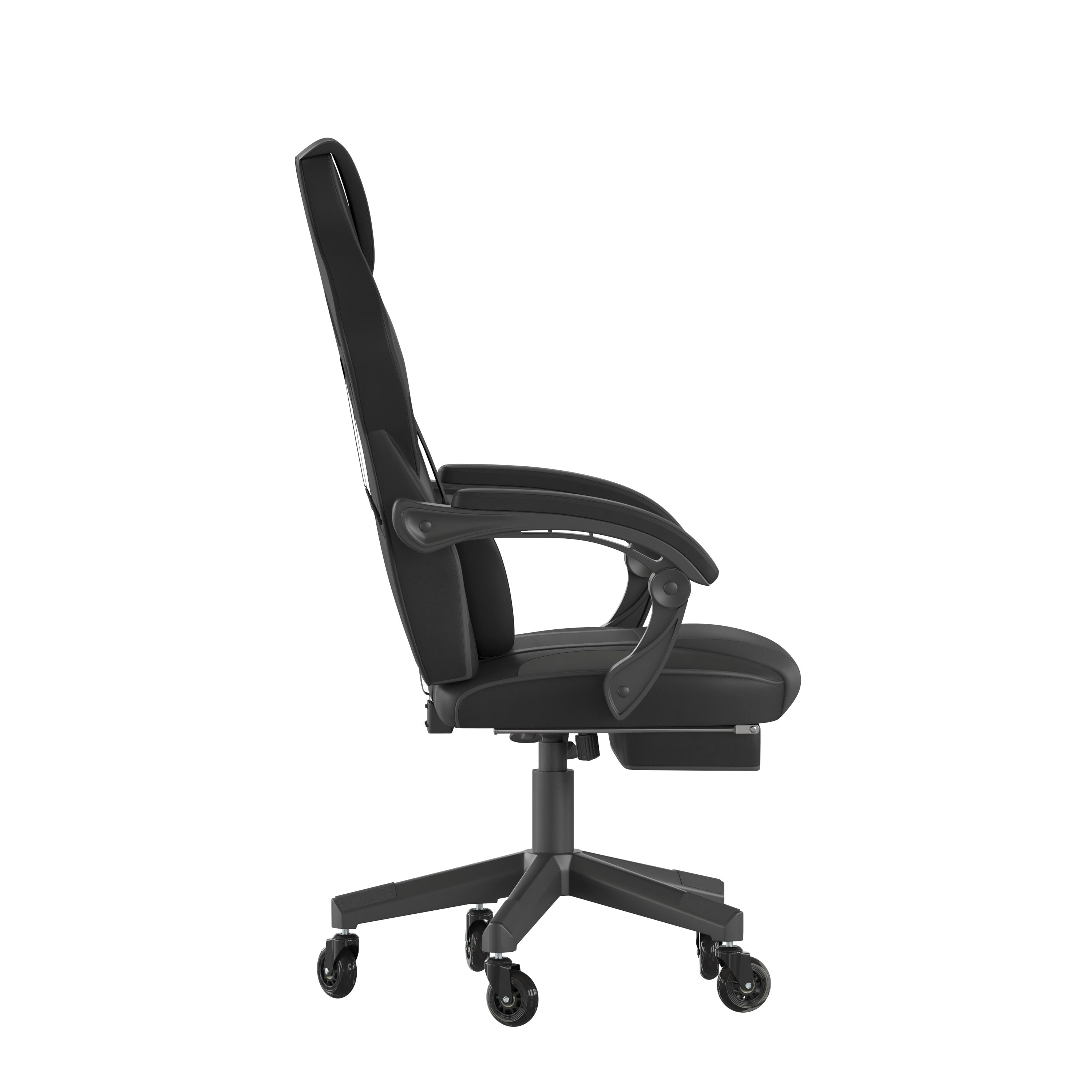 X40 Gaming Chair Racing Computer Chair with Fully Reclining Back/Arms and Transparent Roller Wheels, Slide-Out Footrest, - Black/Gray