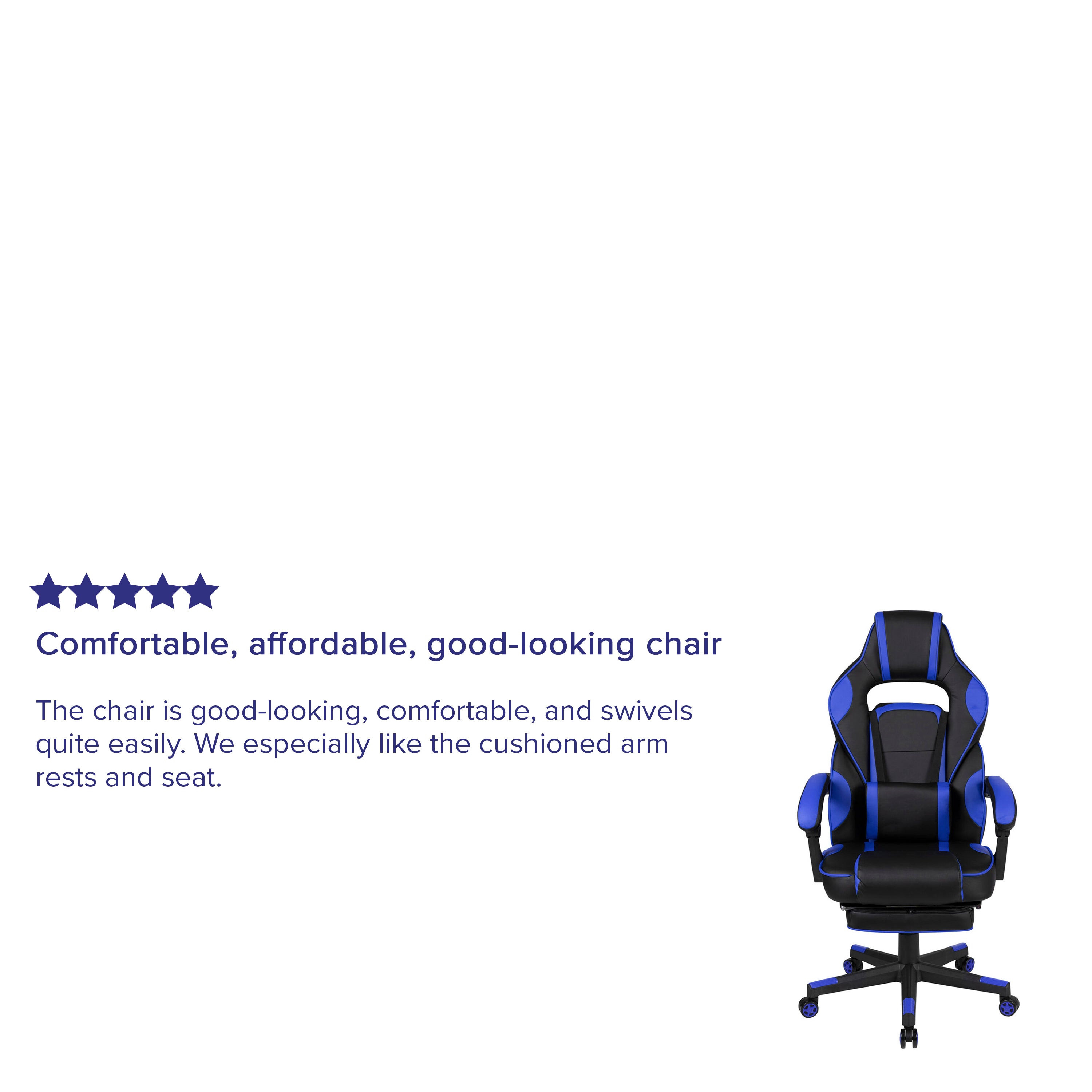 X40 Gaming Chair Racing Ergonomic Computer Chair with Fully Reclining Back/Arms, Slide-Out Footrest, Massaging Lumbar - Black/Blue
