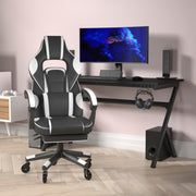 X40 Gaming Chair Racing Computer Chair with Fully Reclining Back/Arms and Transparent Roller Wheels, Slide-Out Footrest, - White
