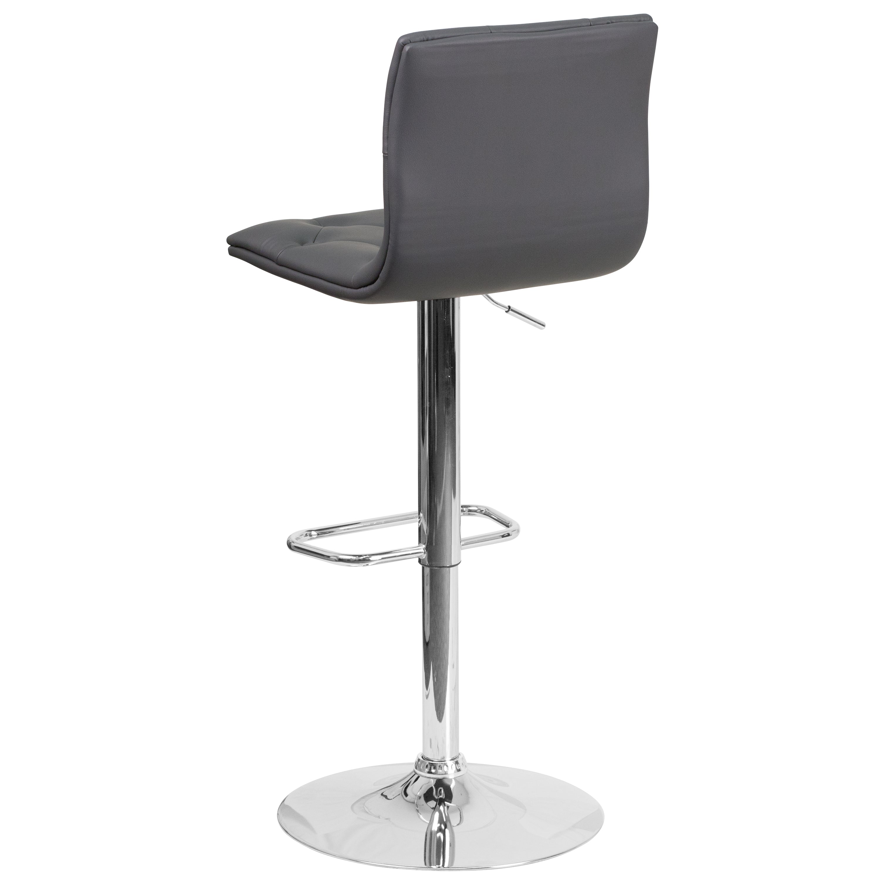Sammie Contemporary Button Tufted Gray Vinyl Adjustable Height Barstool with Chrome Base