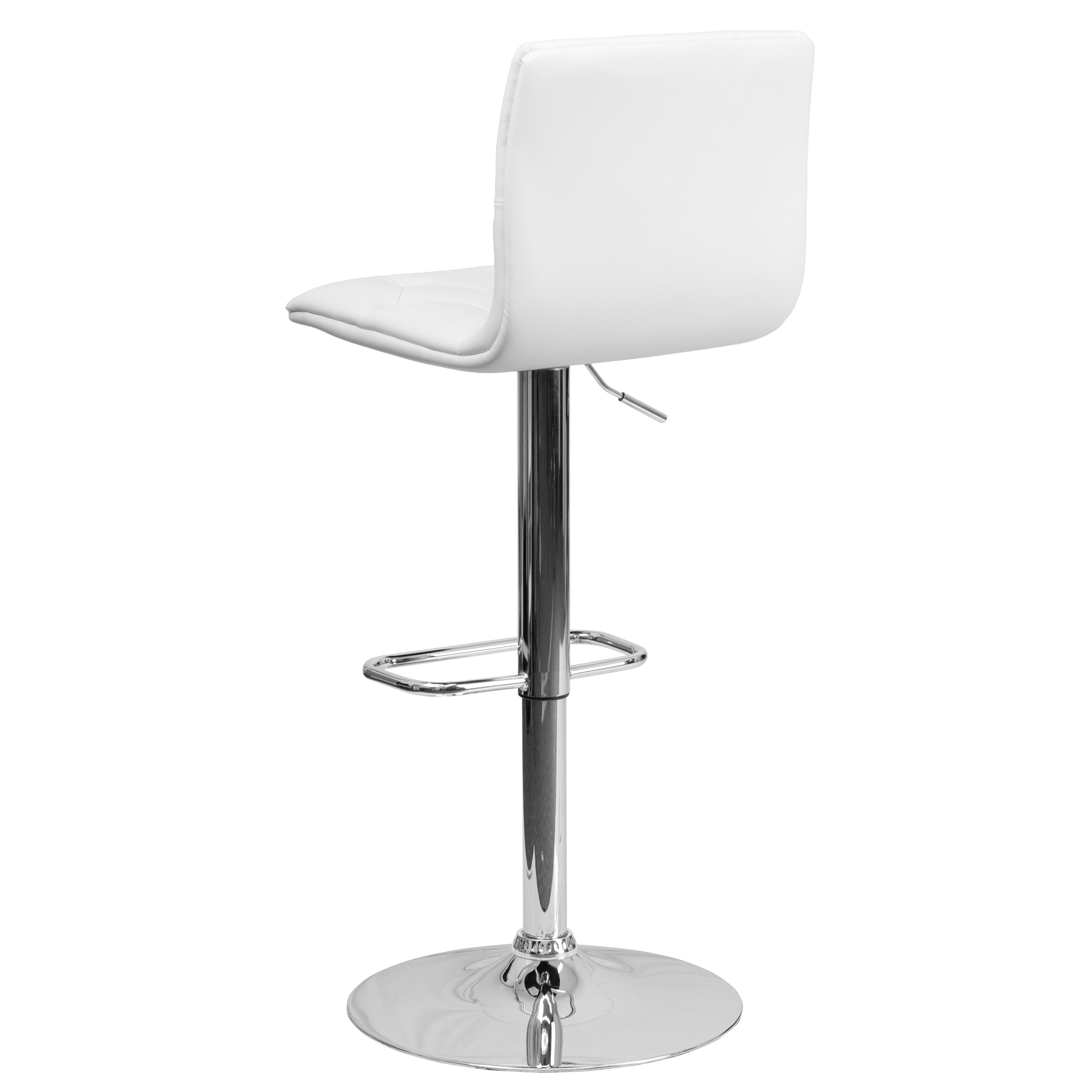 Sammie Contemporary Button Tufted White Vinyl Adjustable Height Barstool with Chrome Base