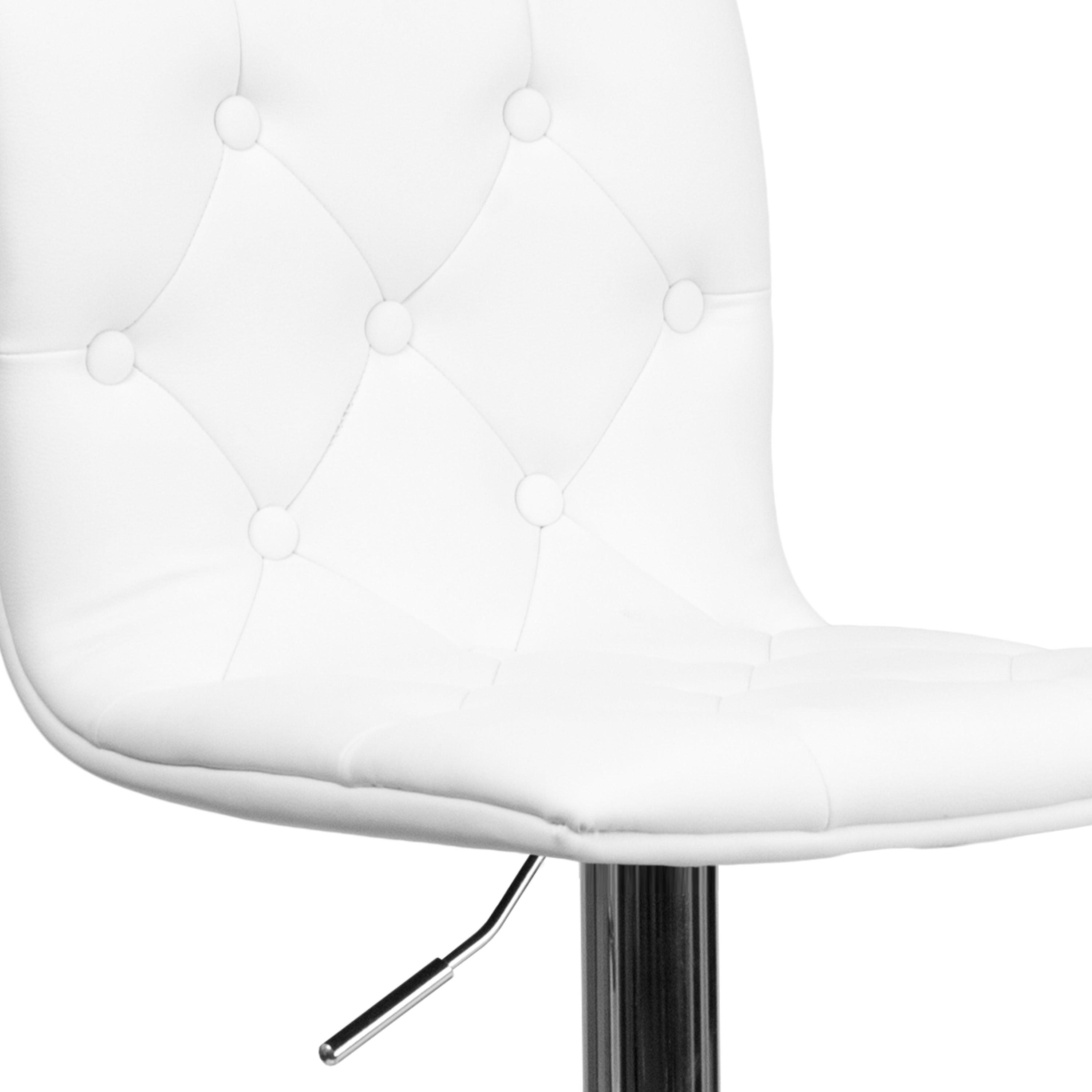 Sammie Contemporary Button Tufted White Vinyl Adjustable Height Barstool with Chrome Base