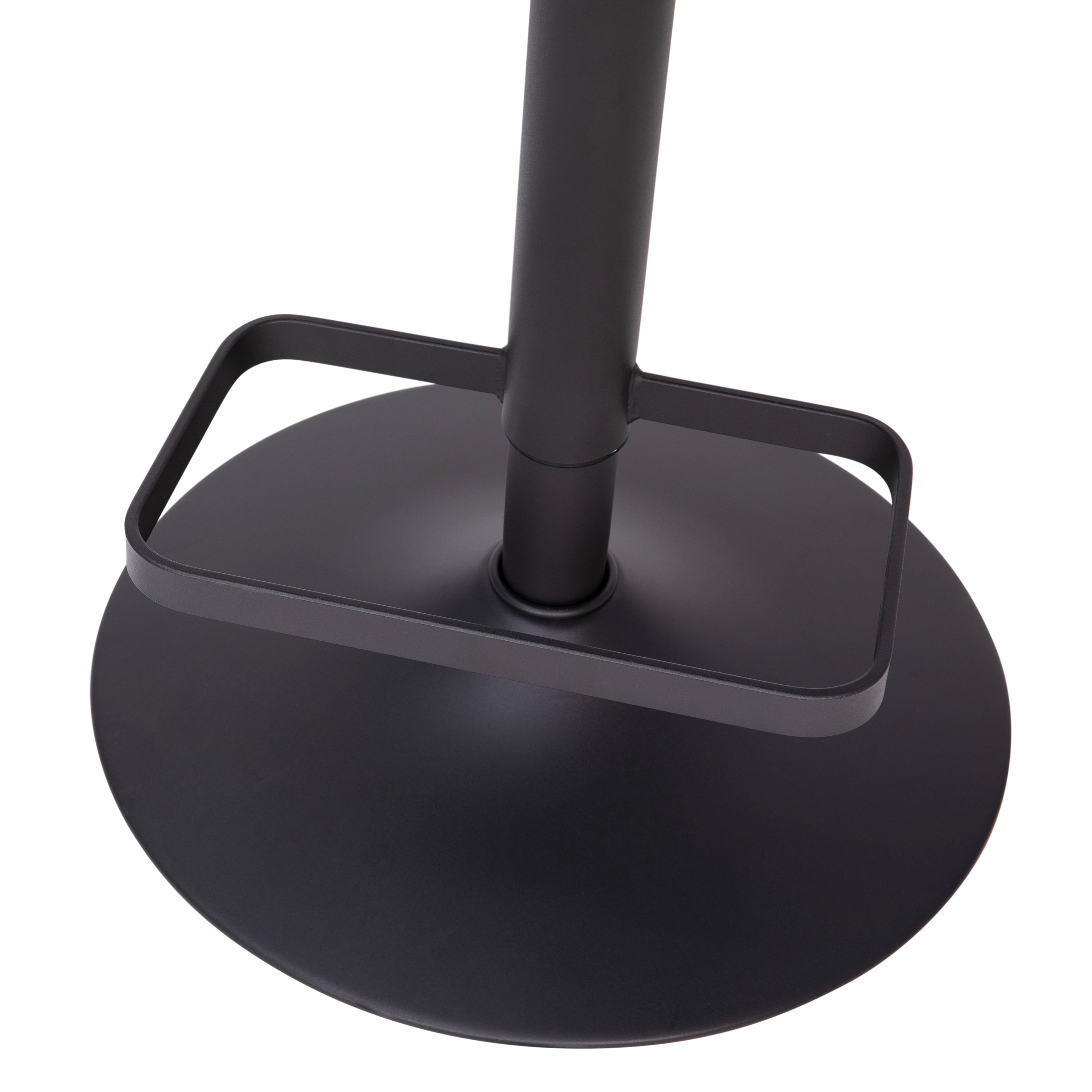 Erik Contemporary Black Vinyl Adjustable Height Barstool with Rounded Mid-Back and Black Base