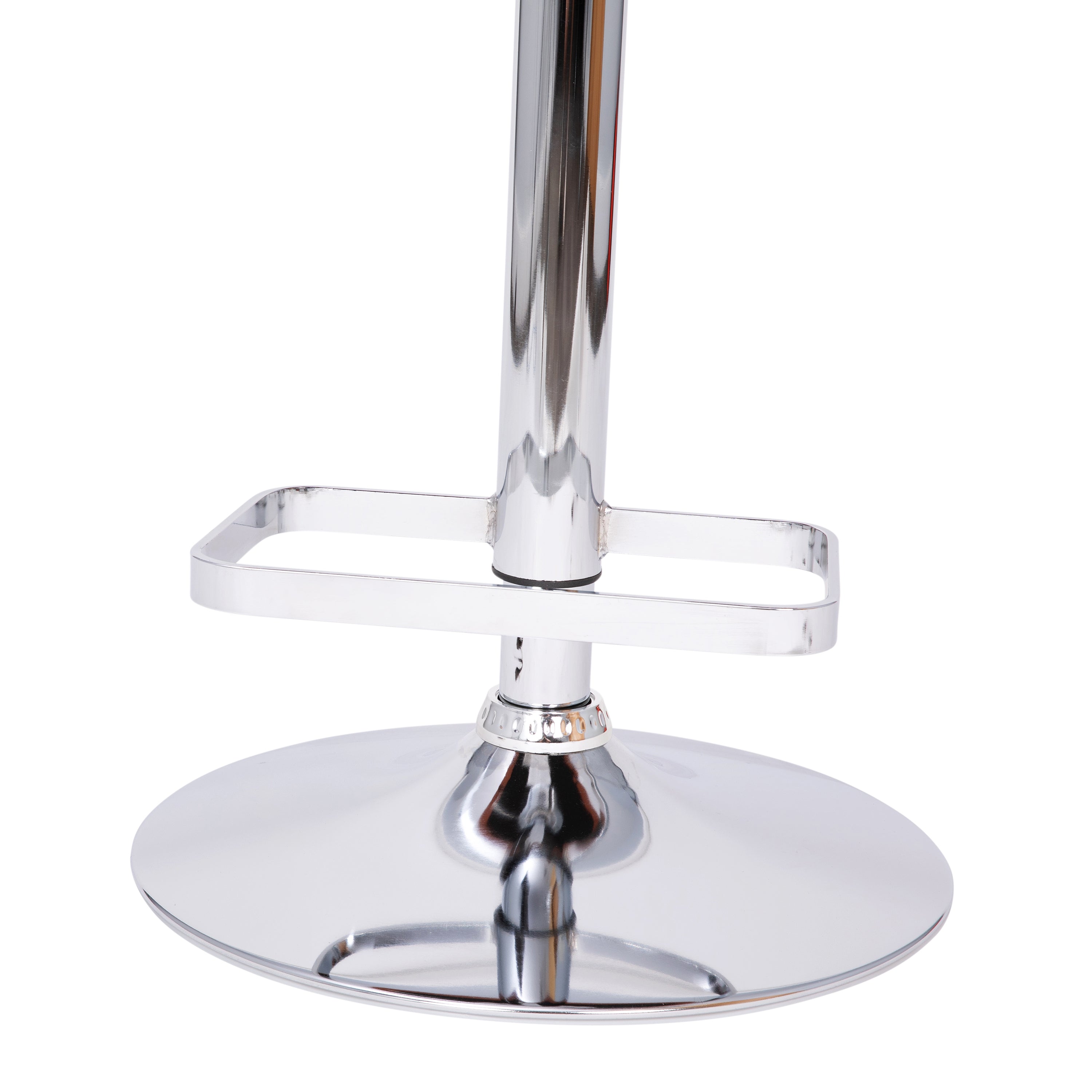 Erik Contemporary Cognac Vinyl Adjustable Height Barstool with Rounded Mid-Back and Chrome Base
