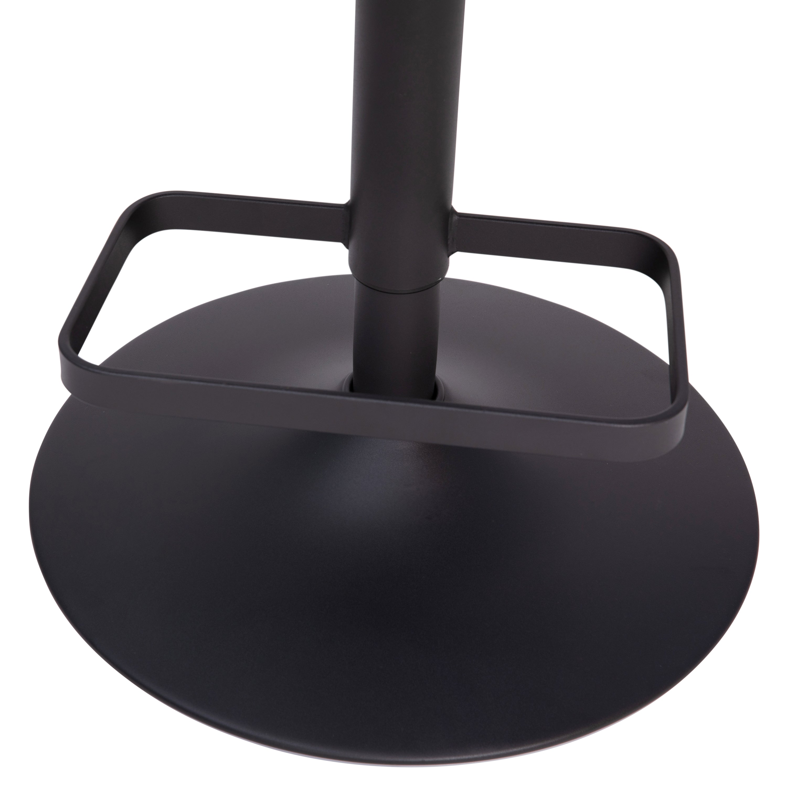 Erik Contemporary White Vinyl Adjustable Height Barstool with Rounded Mid-Back and Black Base