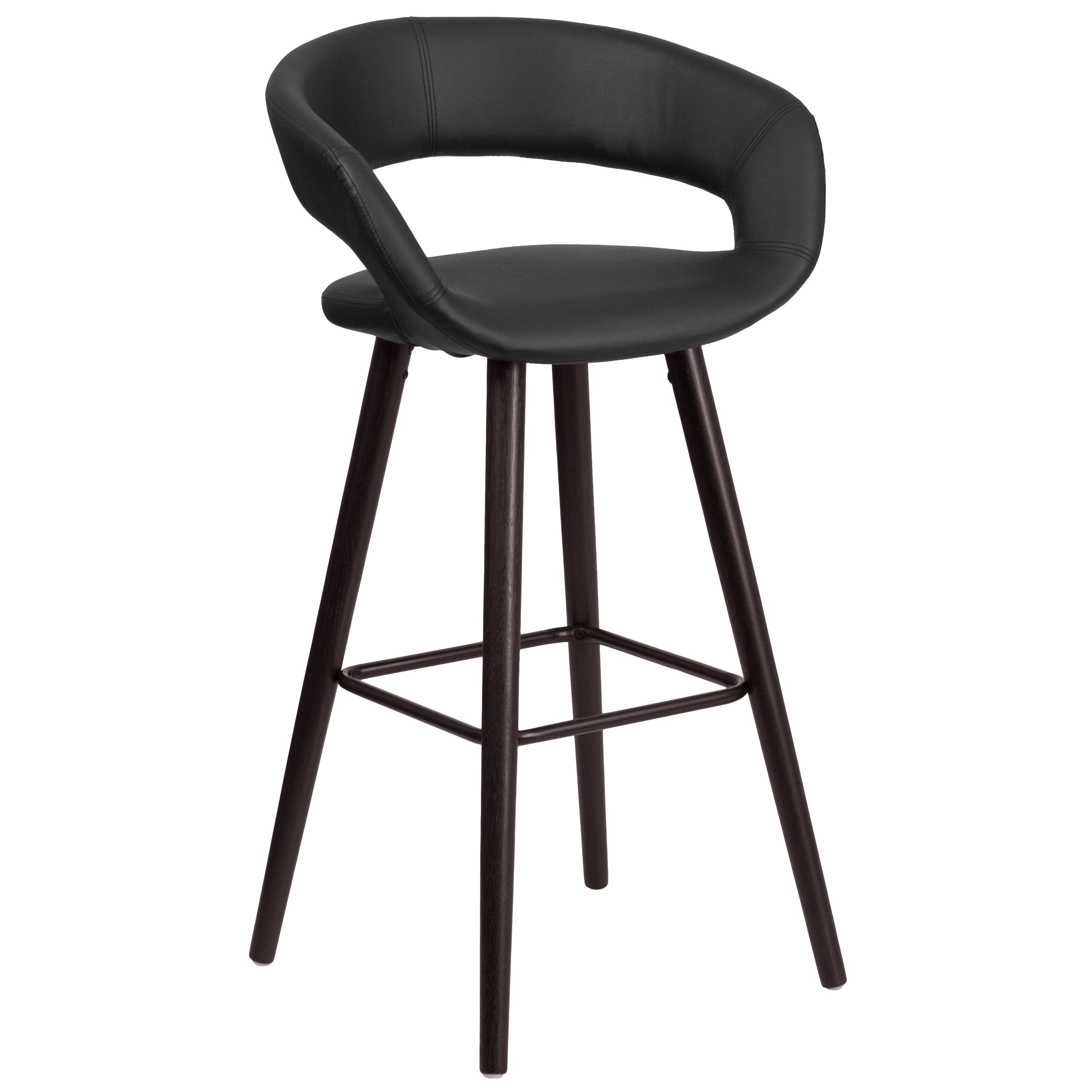Brynn Series 29'' High Contemporary Cappuccino Wood Barstool in Black Vinyl