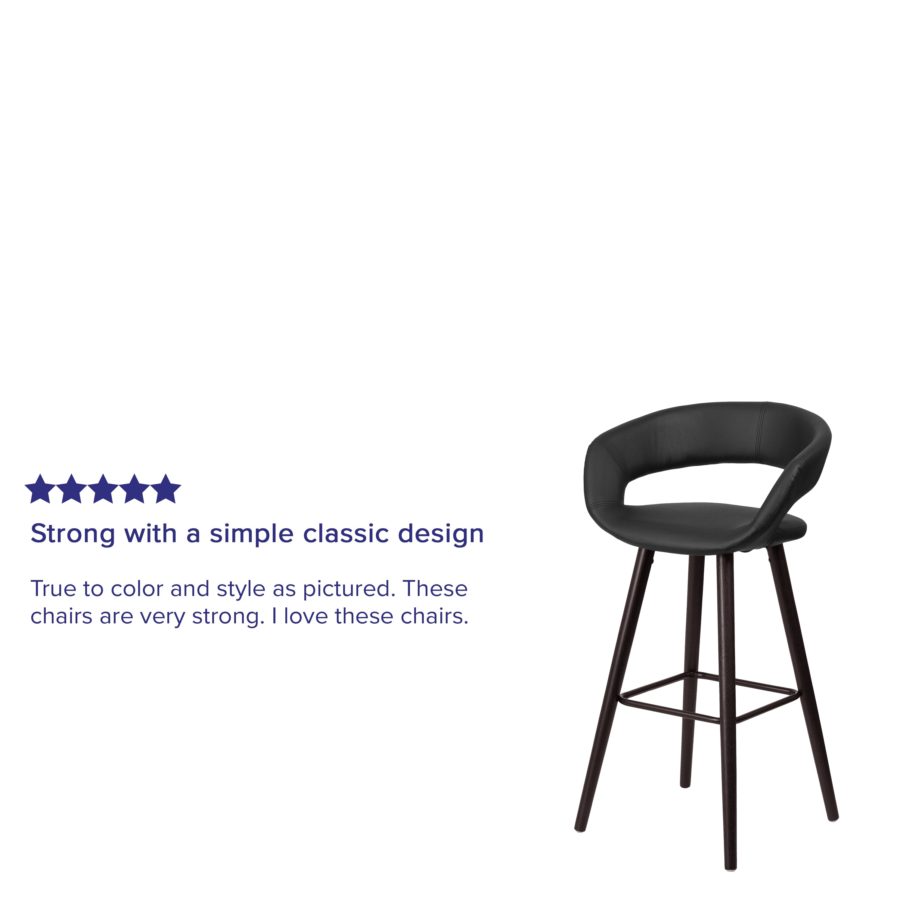 Brynn Series 29'' High Contemporary Cappuccino Wood Barstool in Black Vinyl