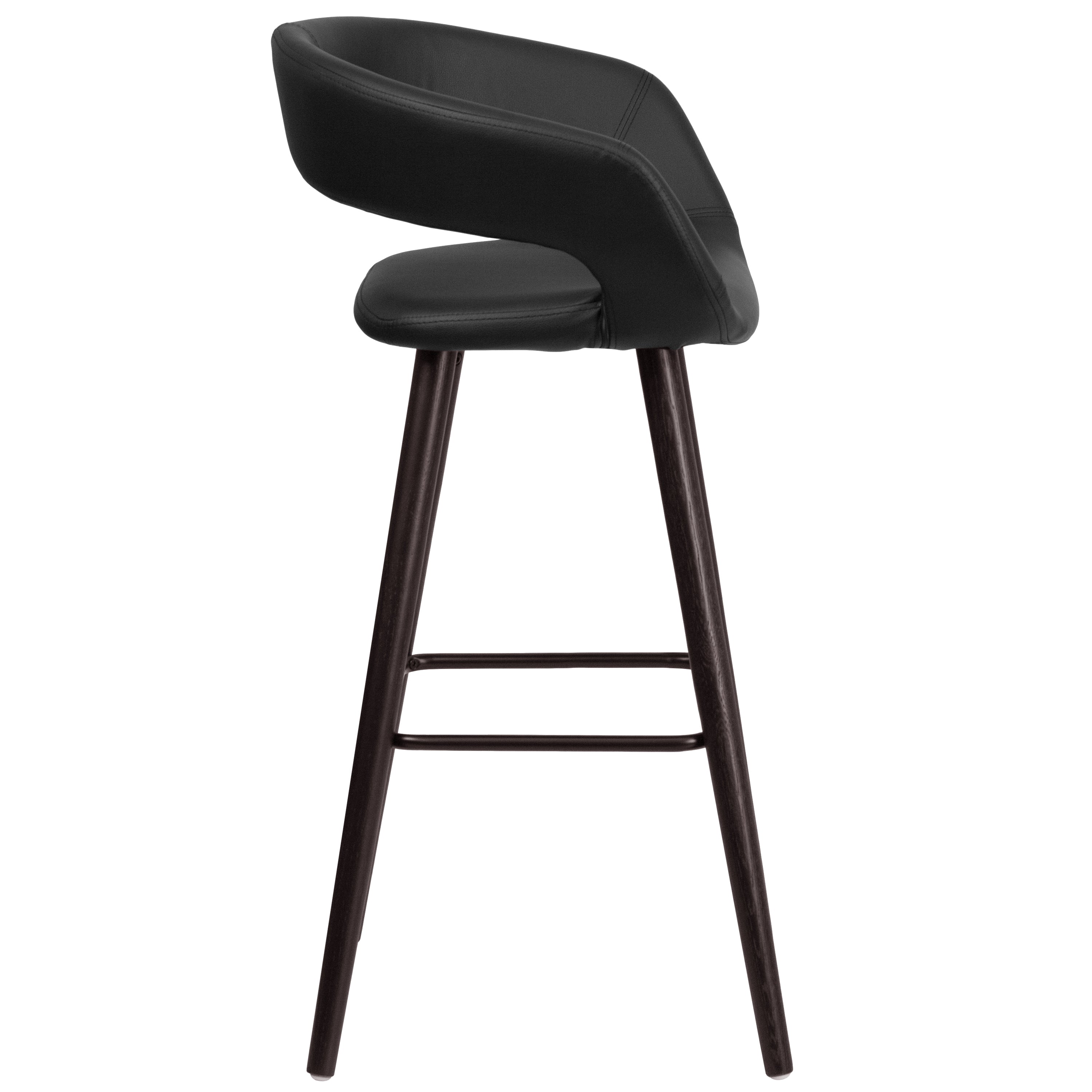 Brynn Series 29'' High Contemporary Cappuccino Wood Barstool in Black Vinyl