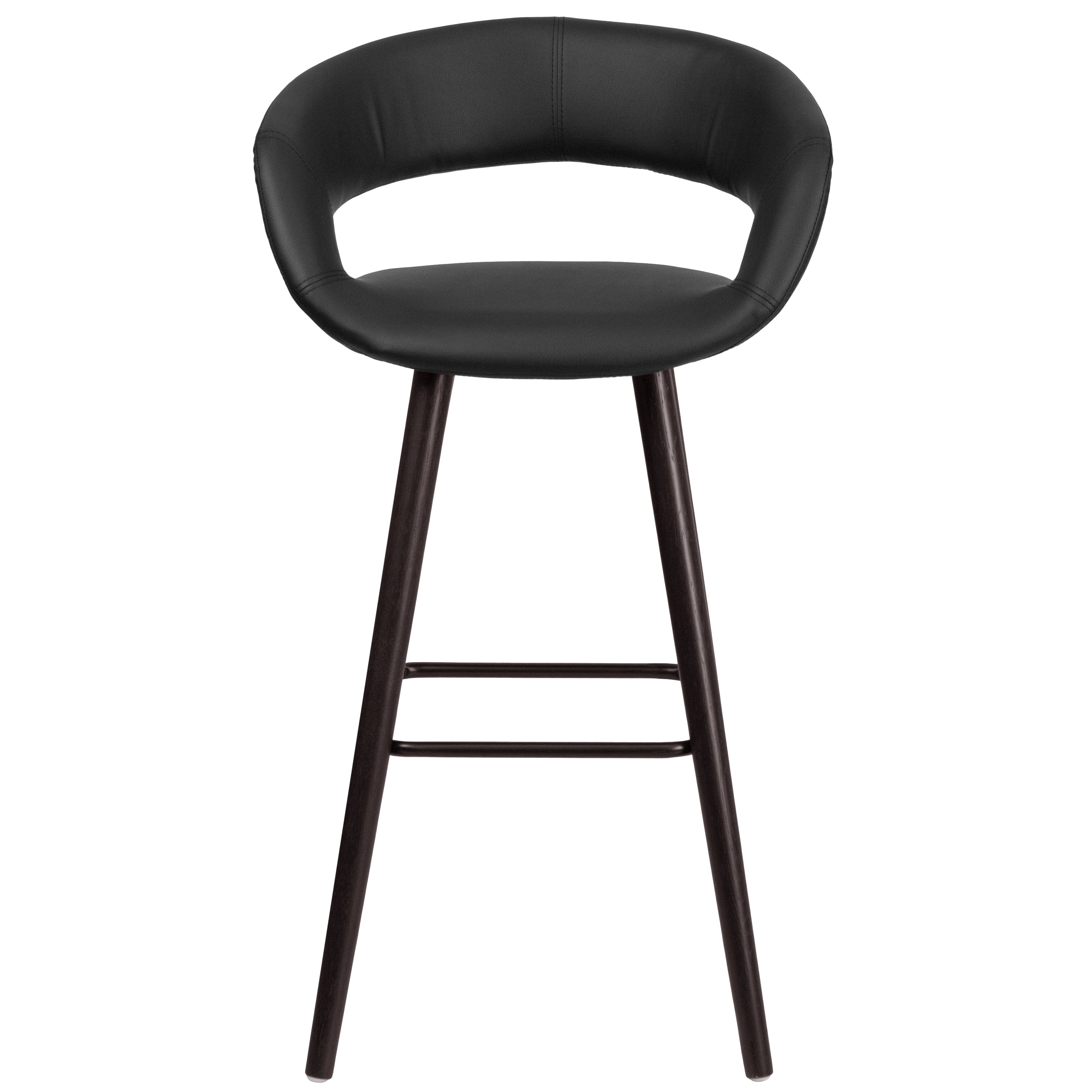 Brynn Series 29'' High Contemporary Cappuccino Wood Barstool in Black Vinyl