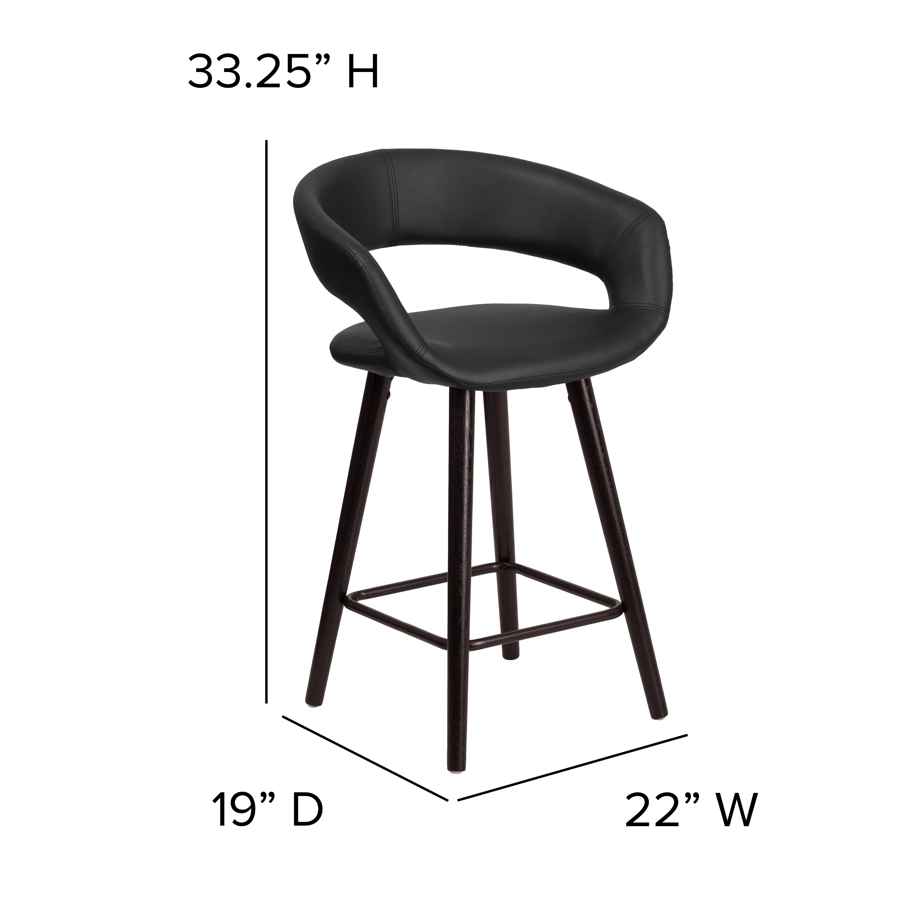 Brynn Series 23.75'' High Contemporary Cappuccino Wood Counter Height Stool in Black Vinyl