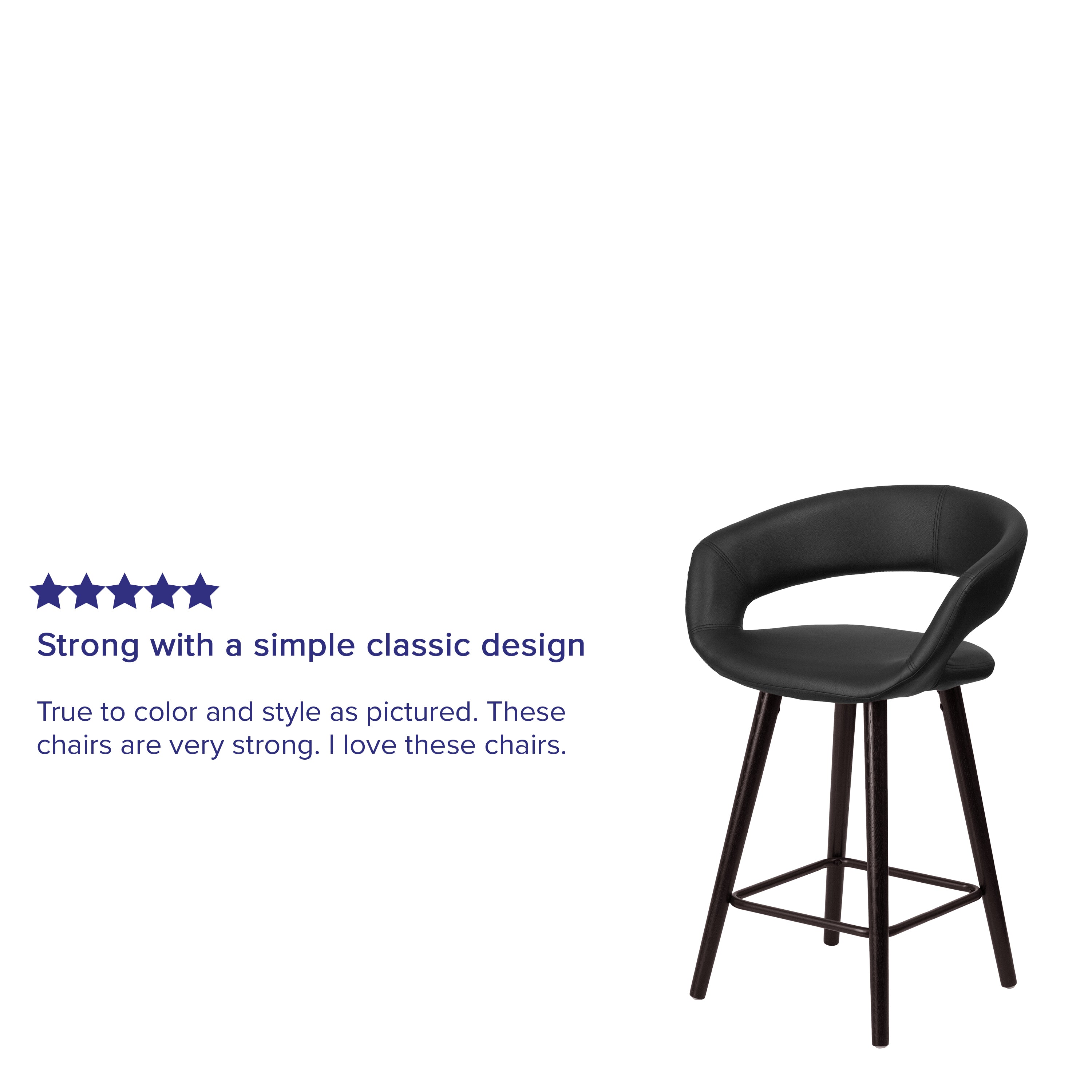 Brynn Series 23.75'' High Contemporary Cappuccino Wood Counter Height Stool in Black Vinyl