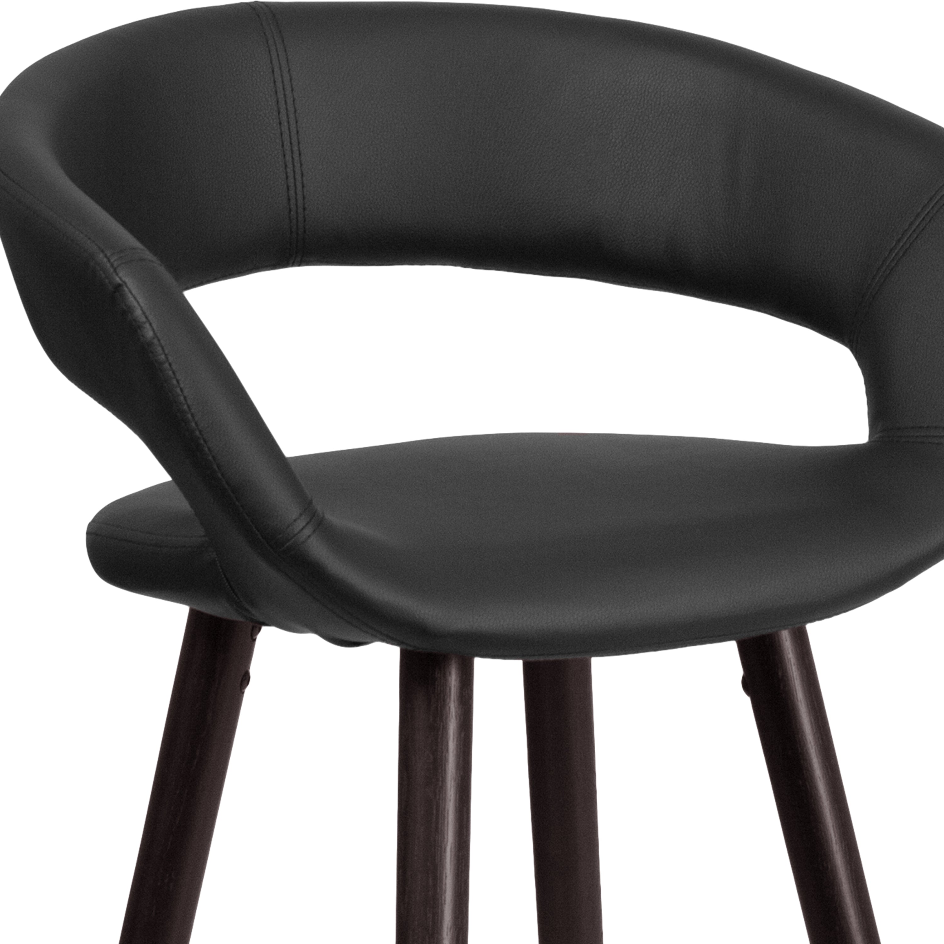 Brynn Series 23.75'' High Contemporary Cappuccino Wood Counter Height Stool in Black Vinyl