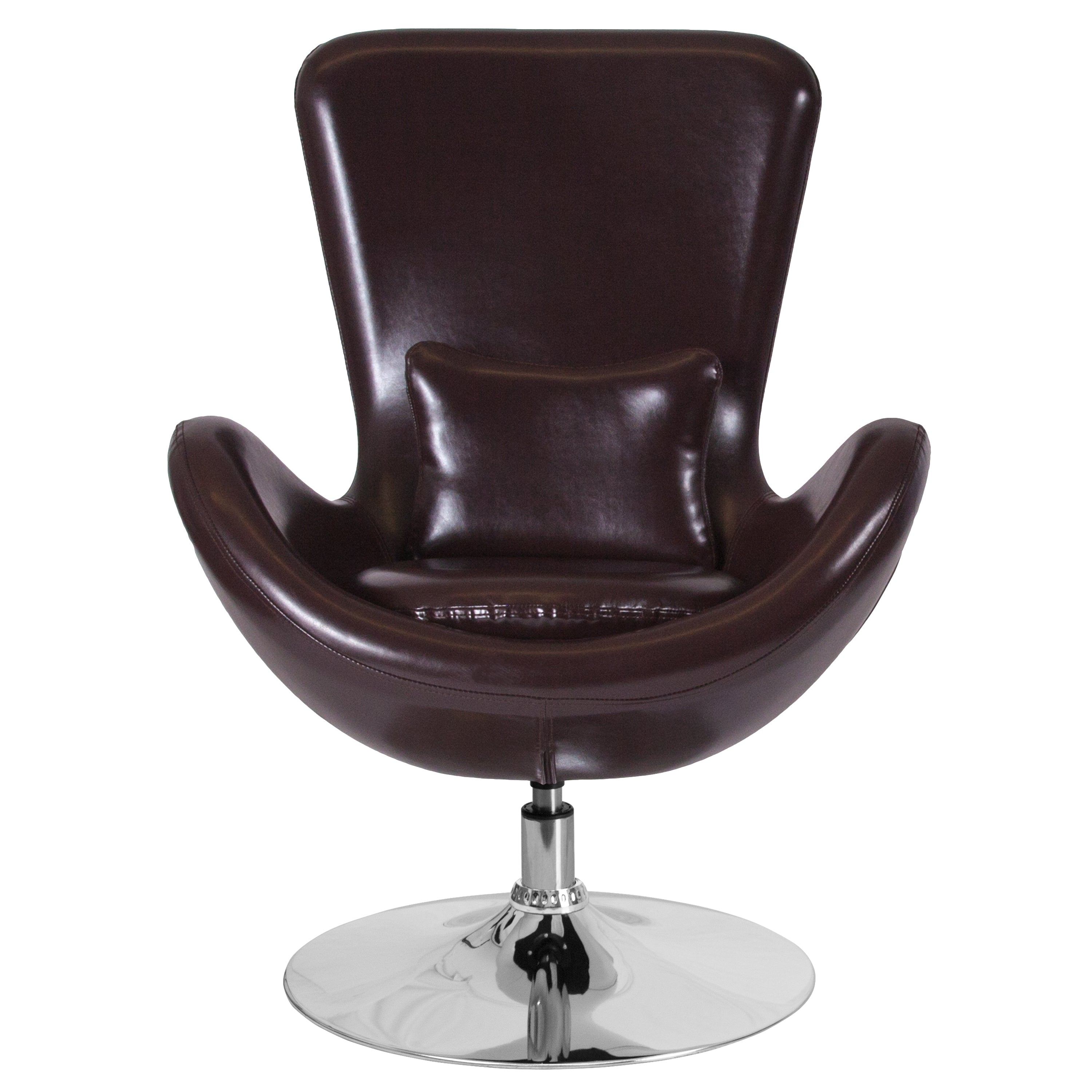 Egg Series Brown LeatherSoft Side Reception Chair