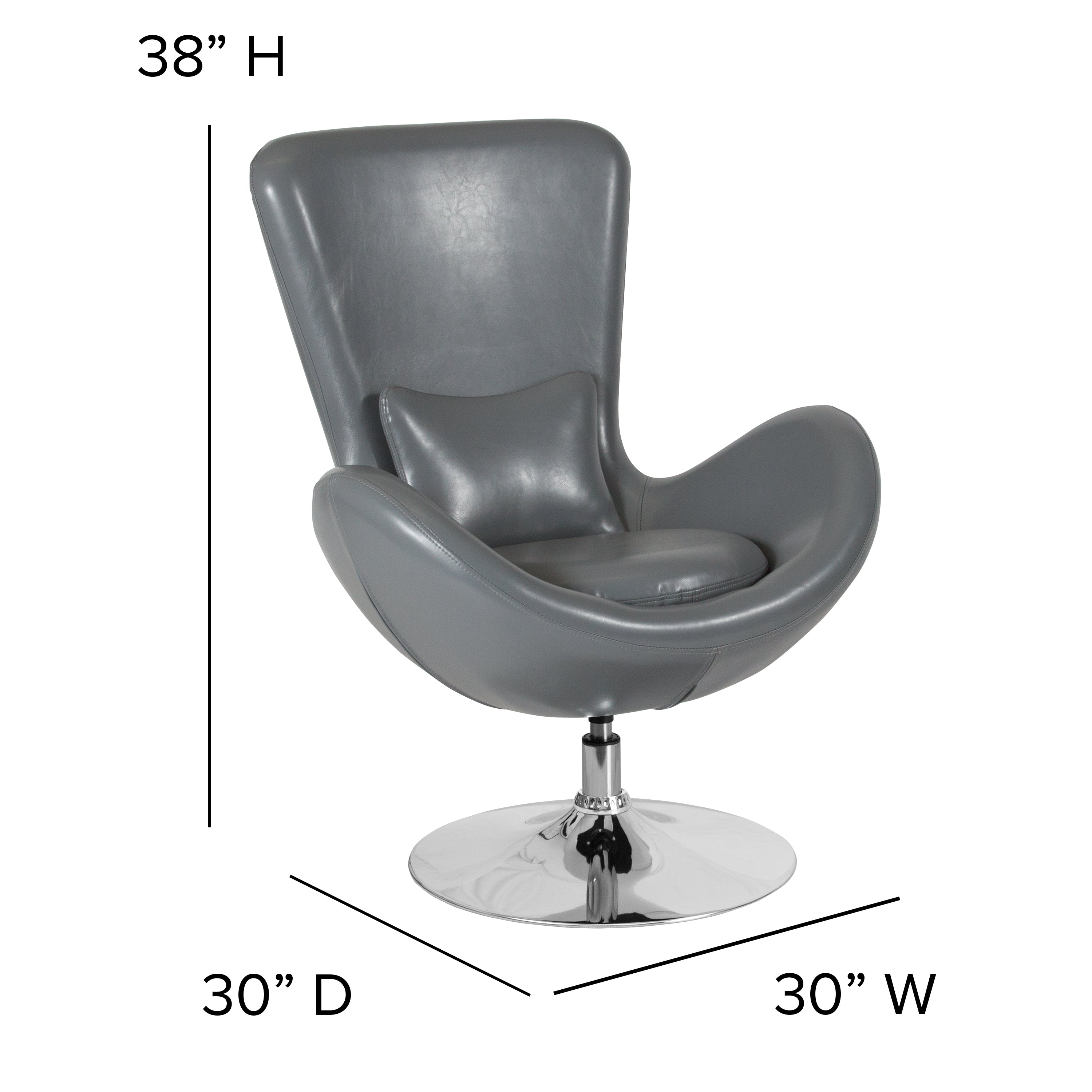 Egg Series Gray LeatherSoft Side Reception Chair