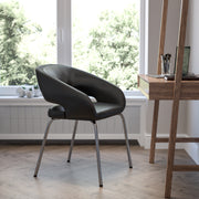 Fusion Series Contemporary Black LeatherSoft Side Reception Chair