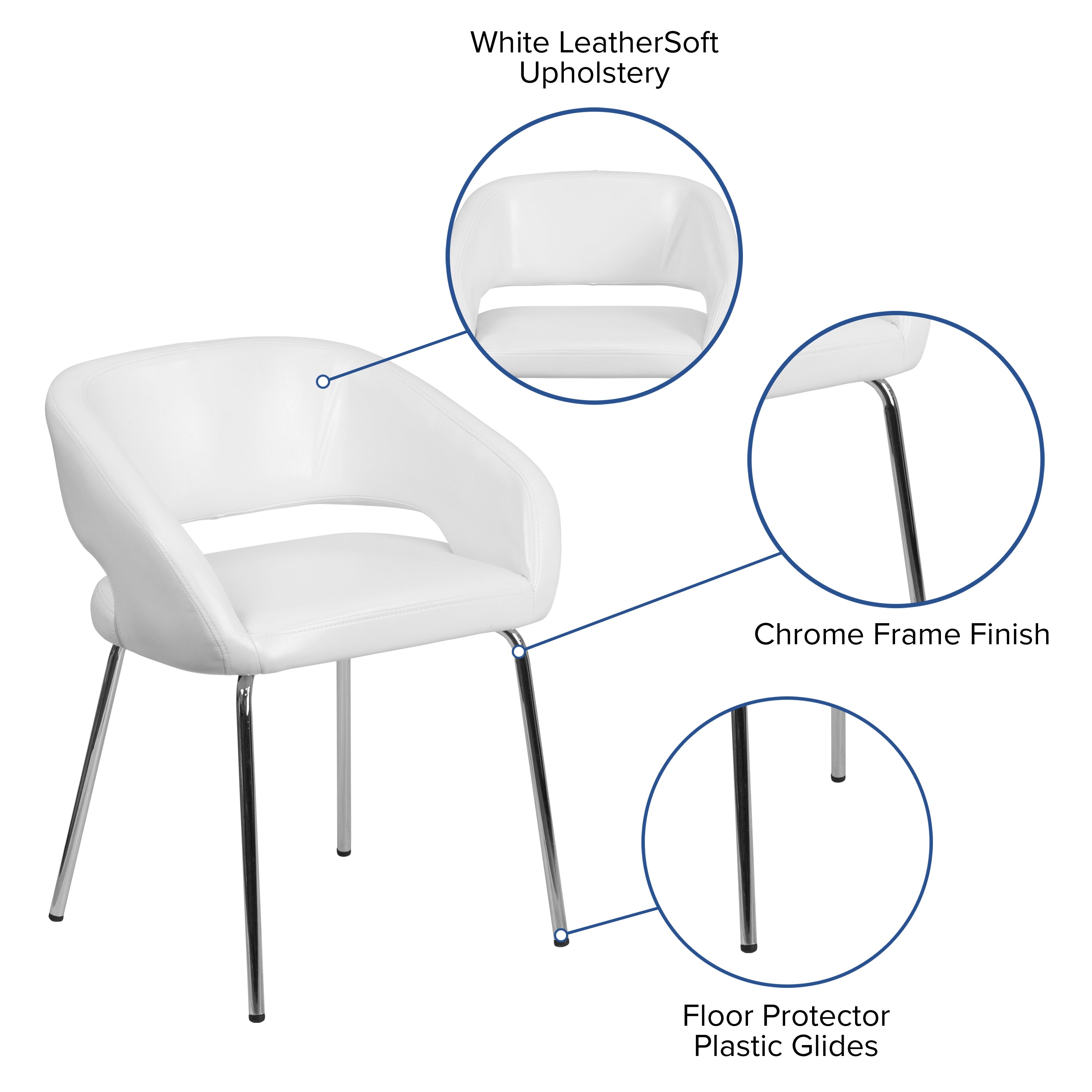Fusion Series Contemporary White LeatherSoft Side Reception Chair