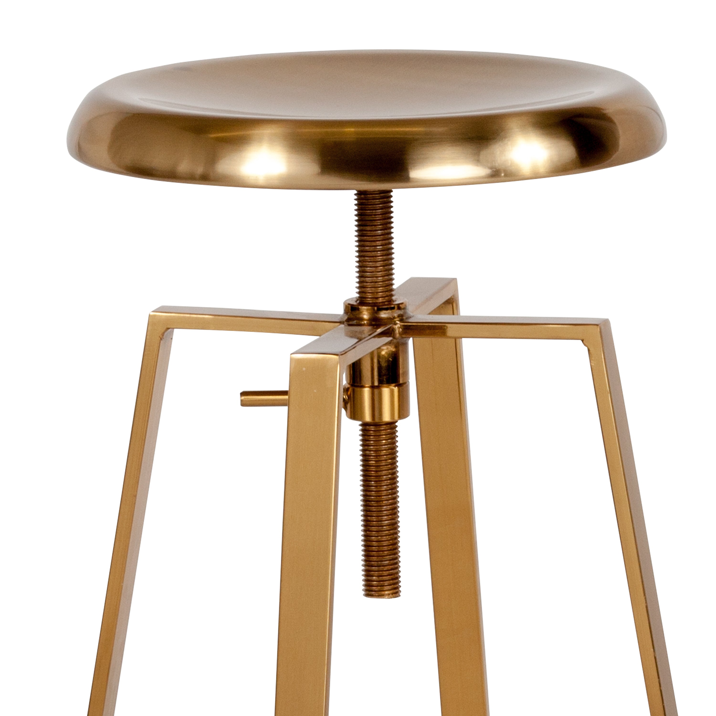 Toledo Industrial Style Barstool with Swivel Lift Adjustable Height Seat in Gold Finish