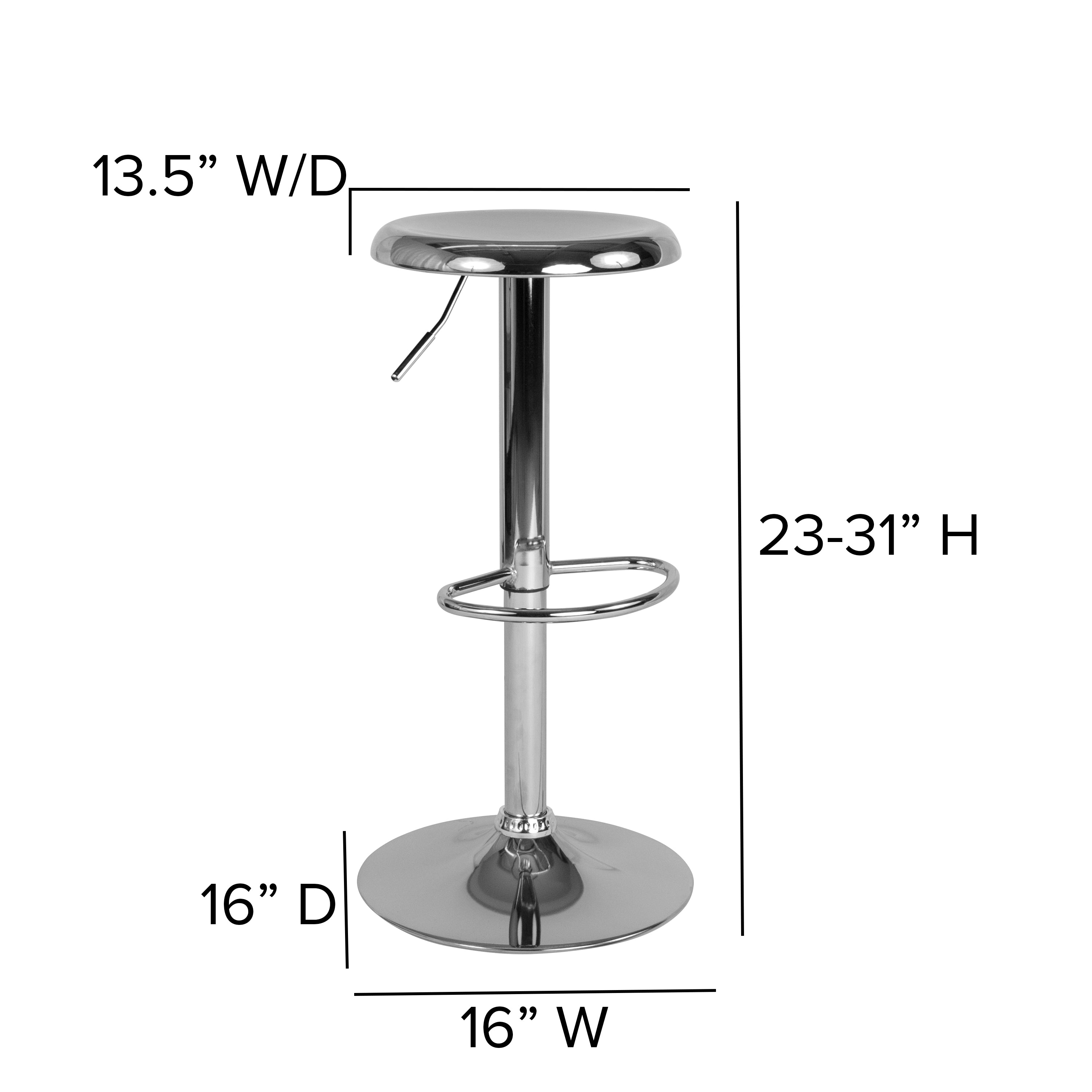 Madrid Series Adjustable Height Retro Barstool in Chrome Finish