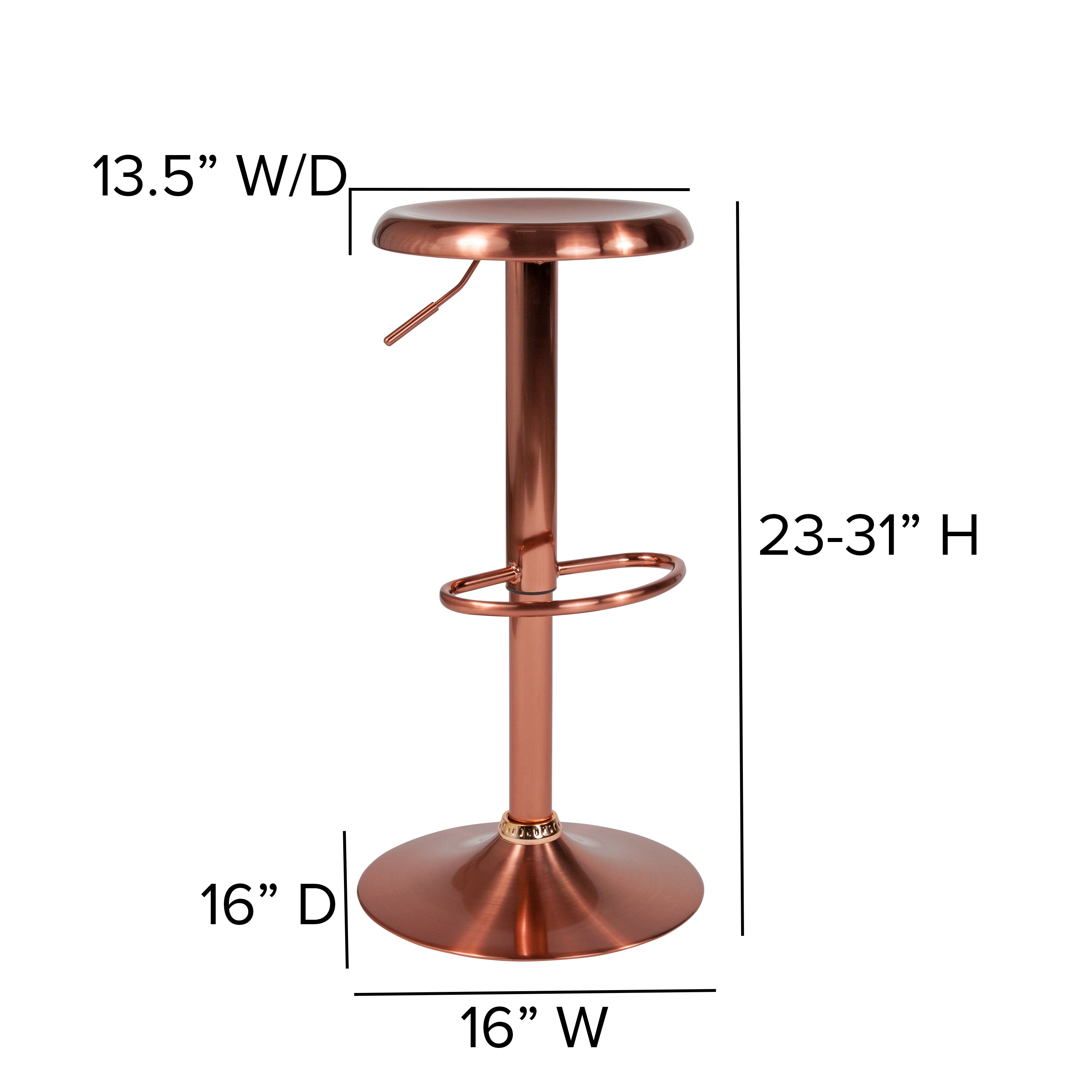 Madrid Series Adjustable Height Retro Barstool in Rose Gold Finish