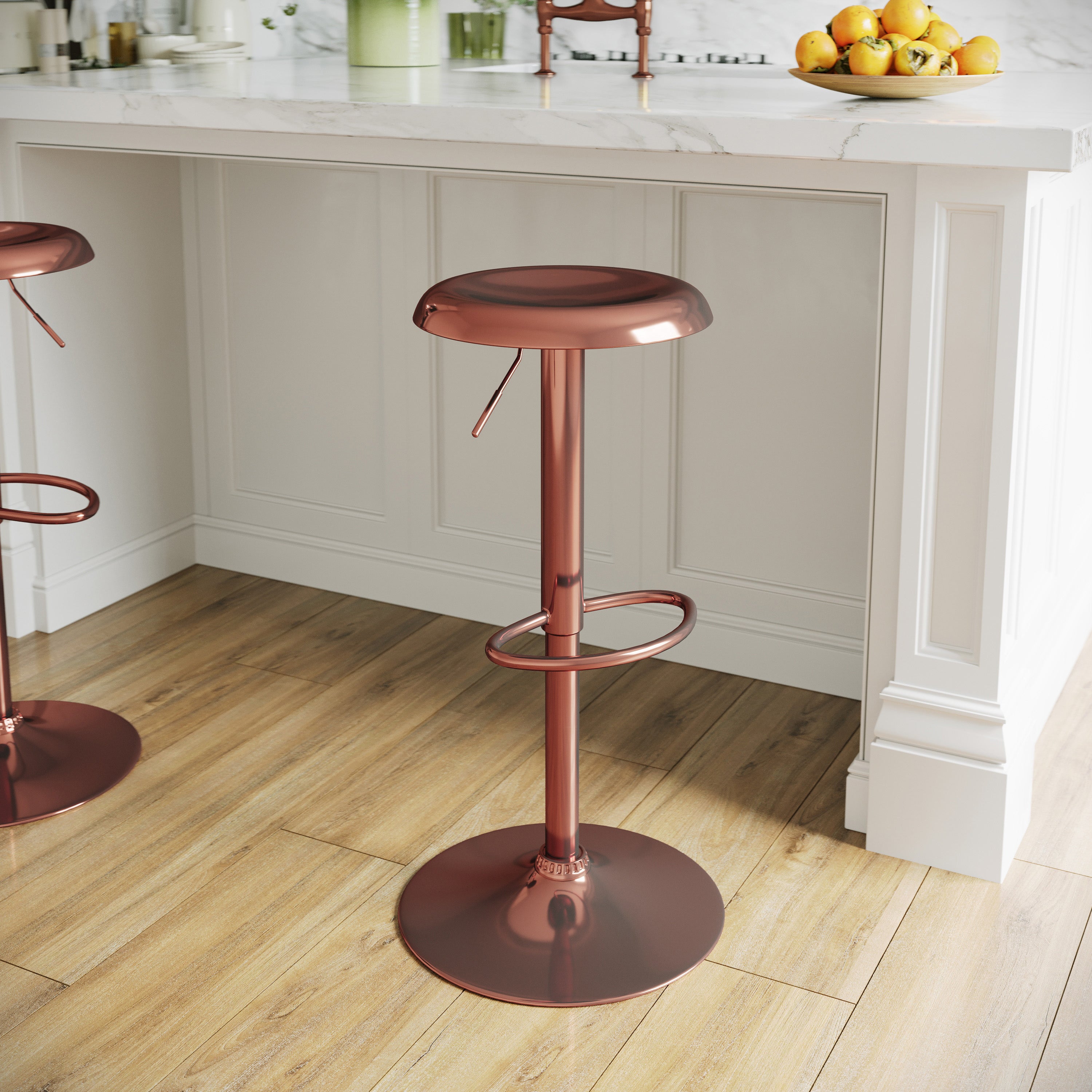 Madrid Series Adjustable Height Retro Barstool in Rose Gold Finish