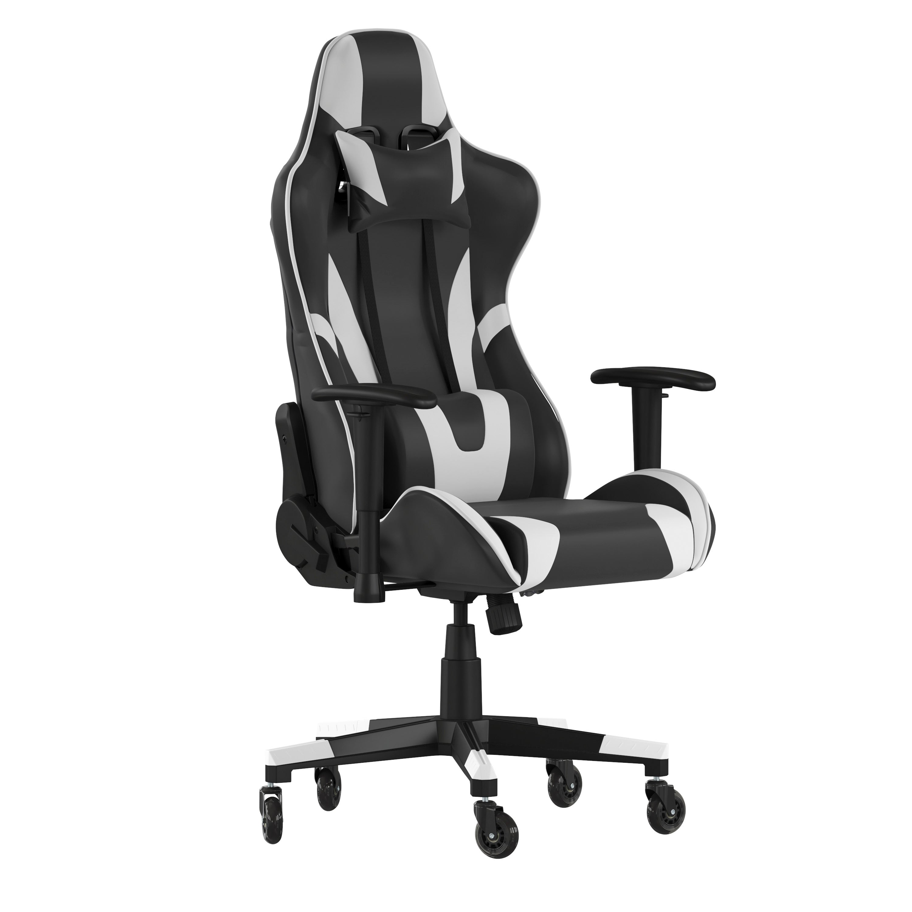 X20 Gaming Chair Racing Office Computer PC Adjustable Chair with Reclining Back and Transparent Roller Wheels in Black LeatherSoft