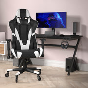 X20 Gaming Chair Racing Office Computer PC Adjustable Chair with Reclining Back and Transparent Roller Wheels in Black LeatherSoft