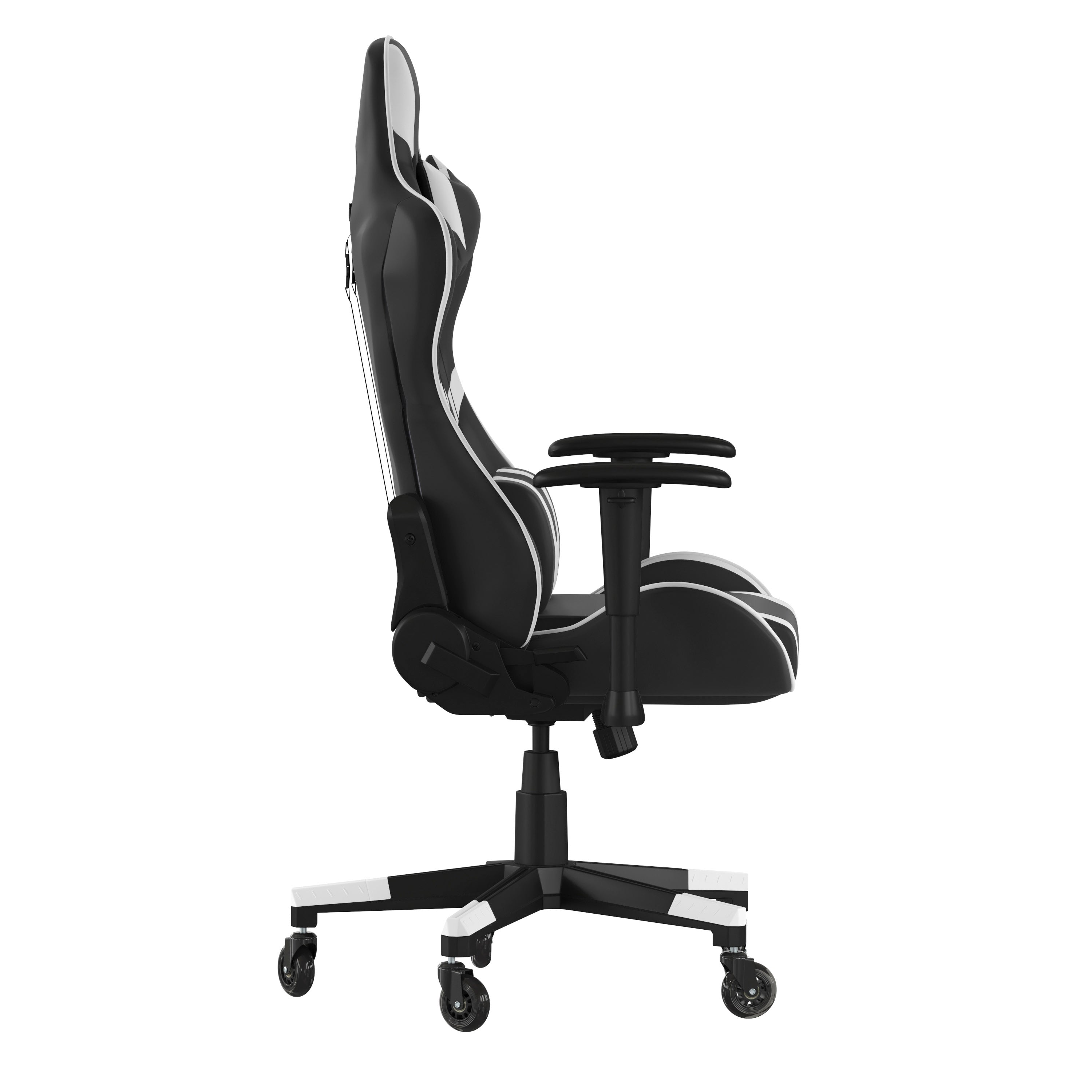 X20 Gaming Chair Racing Office Computer PC Adjustable Chair with Reclining Back and Transparent Roller Wheels in Black LeatherSoft