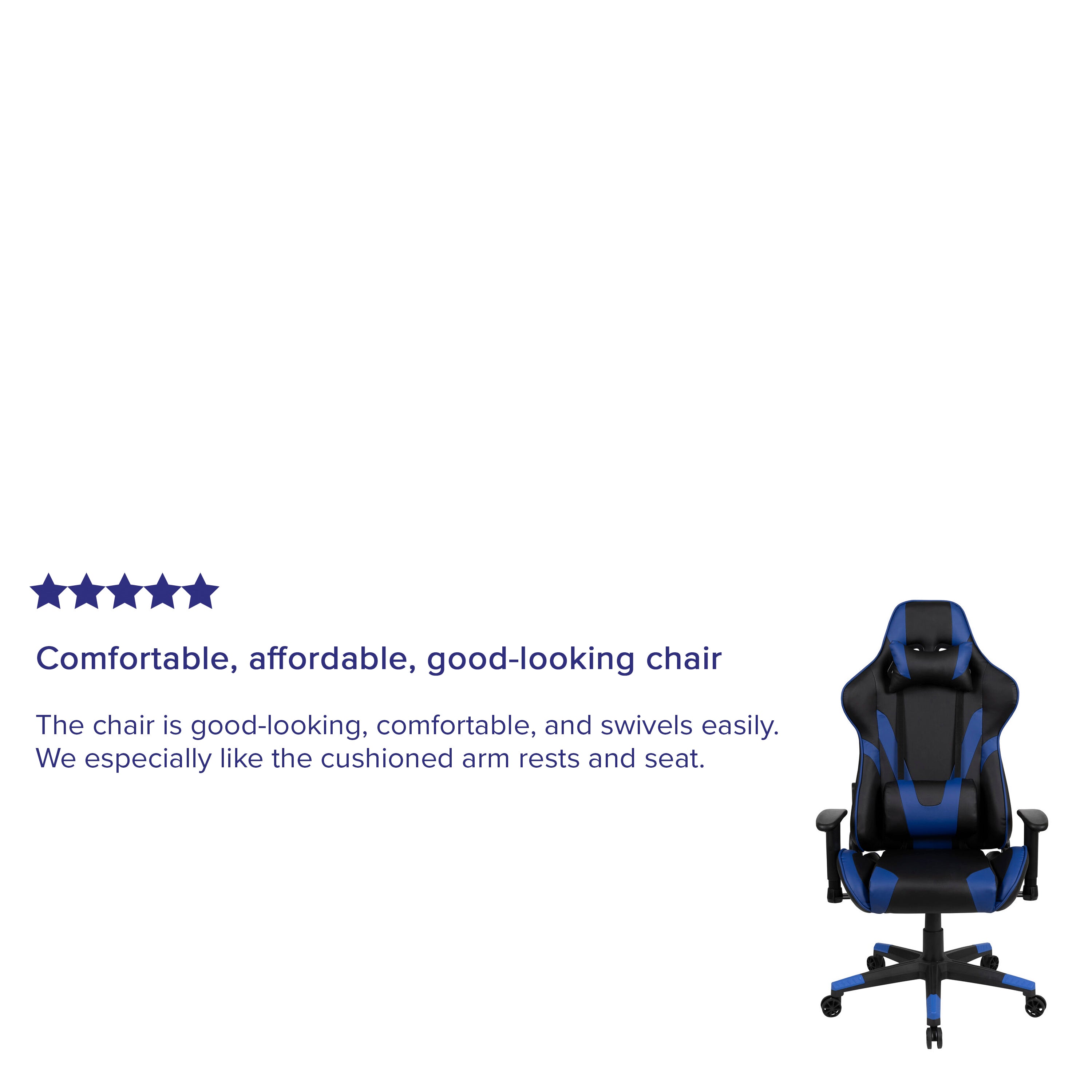 X20 Gaming Chair Racing Office Ergonomic Computer PC Adjustable Swivel Chair with Reclining Back in Blue LeatherSoft