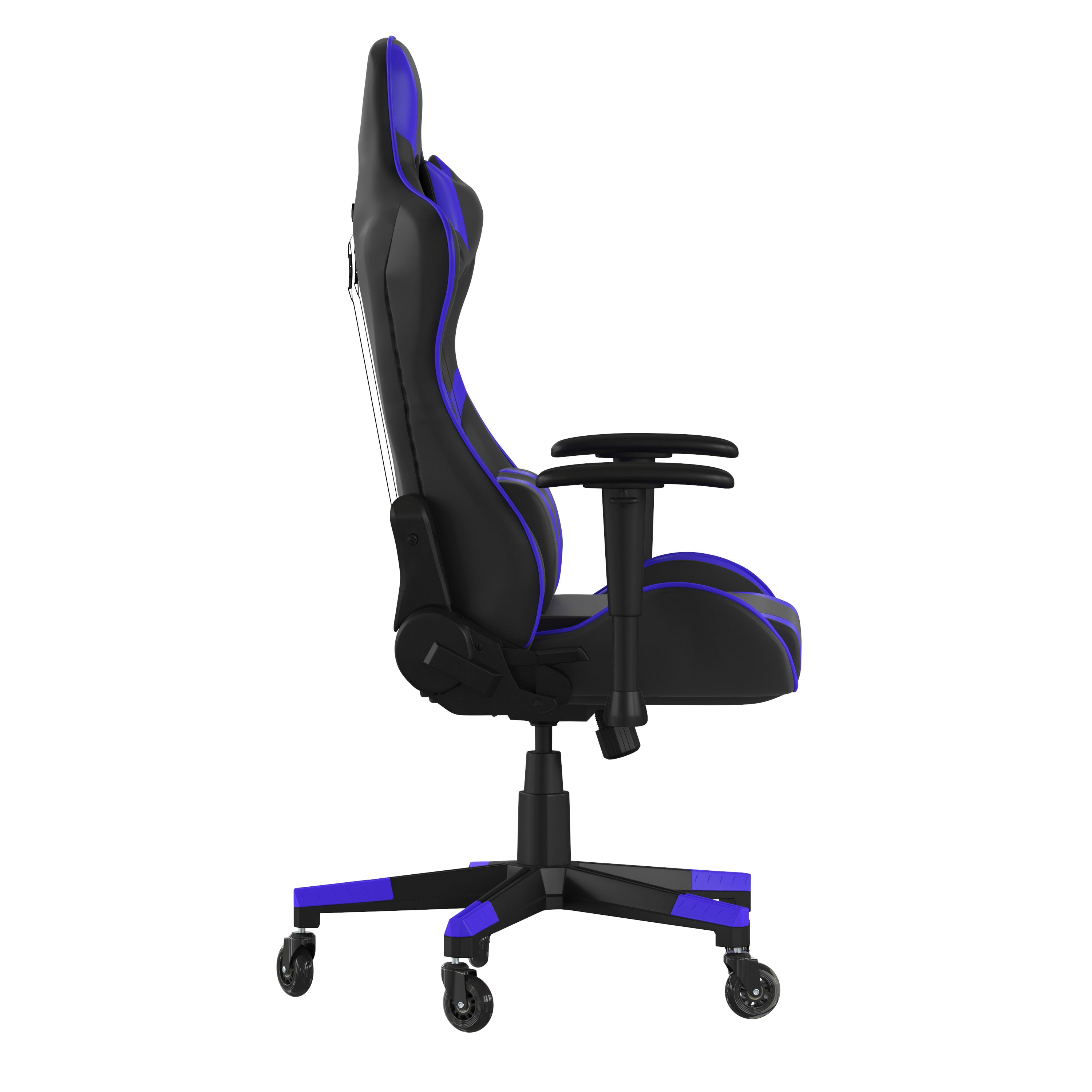 X20 Gaming Chair Racing Office Computer PC Adjustable Chair with Reclining Back and Transparent Roller Wheels in Blue LeatherSoft