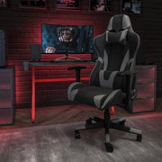 X20 Gaming Chair Racing Office Ergonomic Computer PC Adjustable Swivel Chair with Reclining Back in Gray LeatherSoft