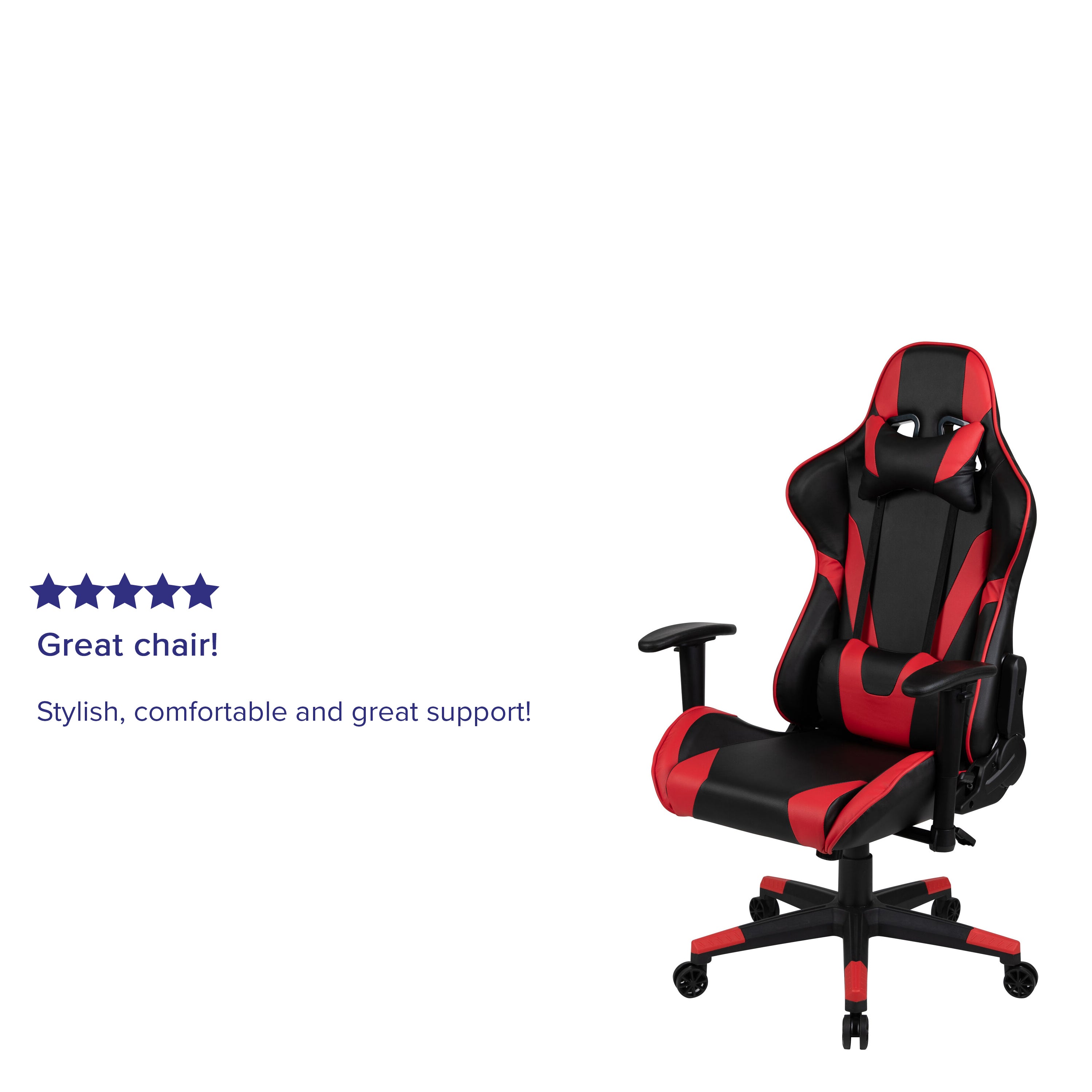 X20 Gaming Chair Racing Office Ergonomic Computer PC Adjustable Swivel Chair with Fully Reclining Back in Red LeatherSoft