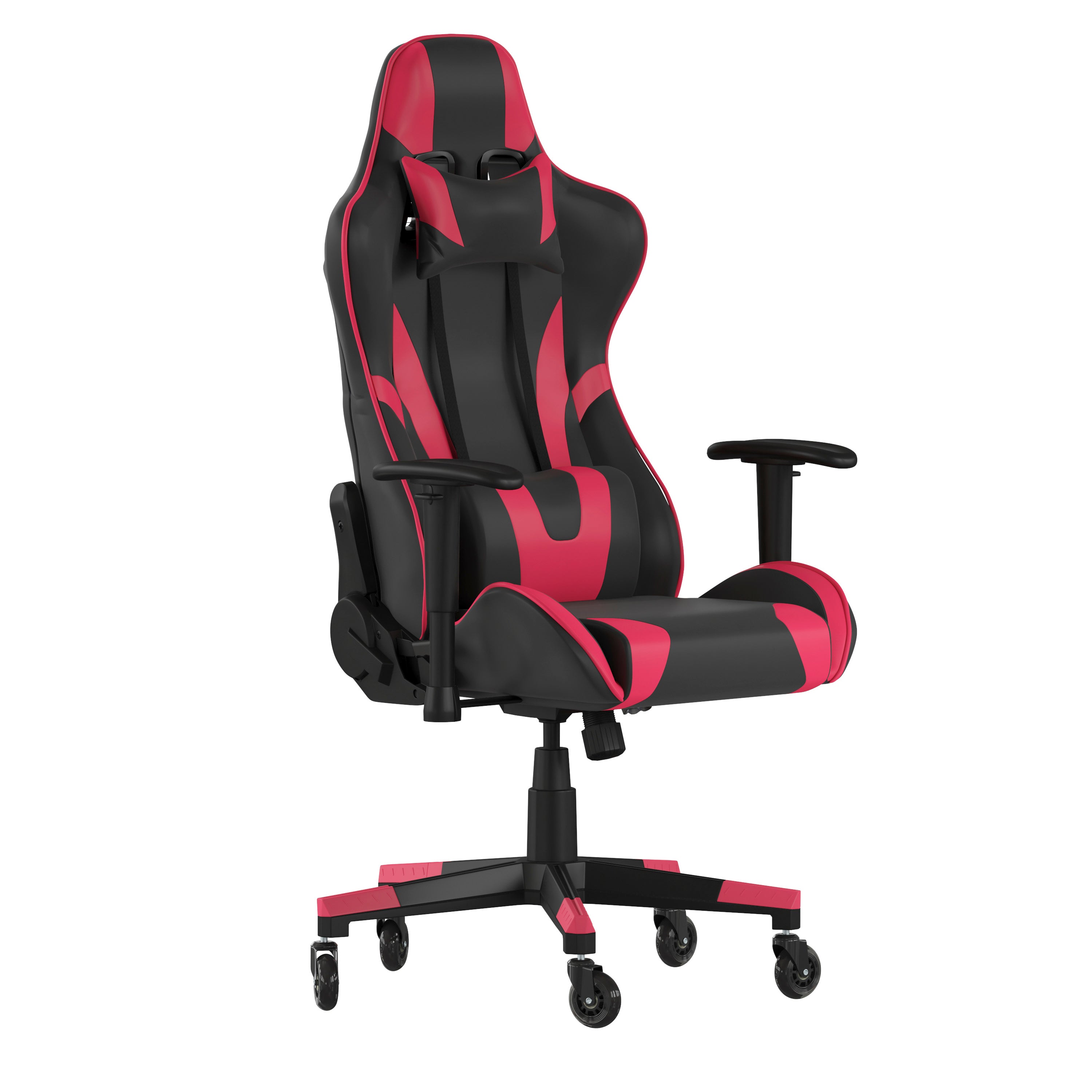 X20 Gaming Chair Racing Office Computer PC Adjustable Chair with Reclining Back and Transparent Roller Wheels in Red LeatherSoft