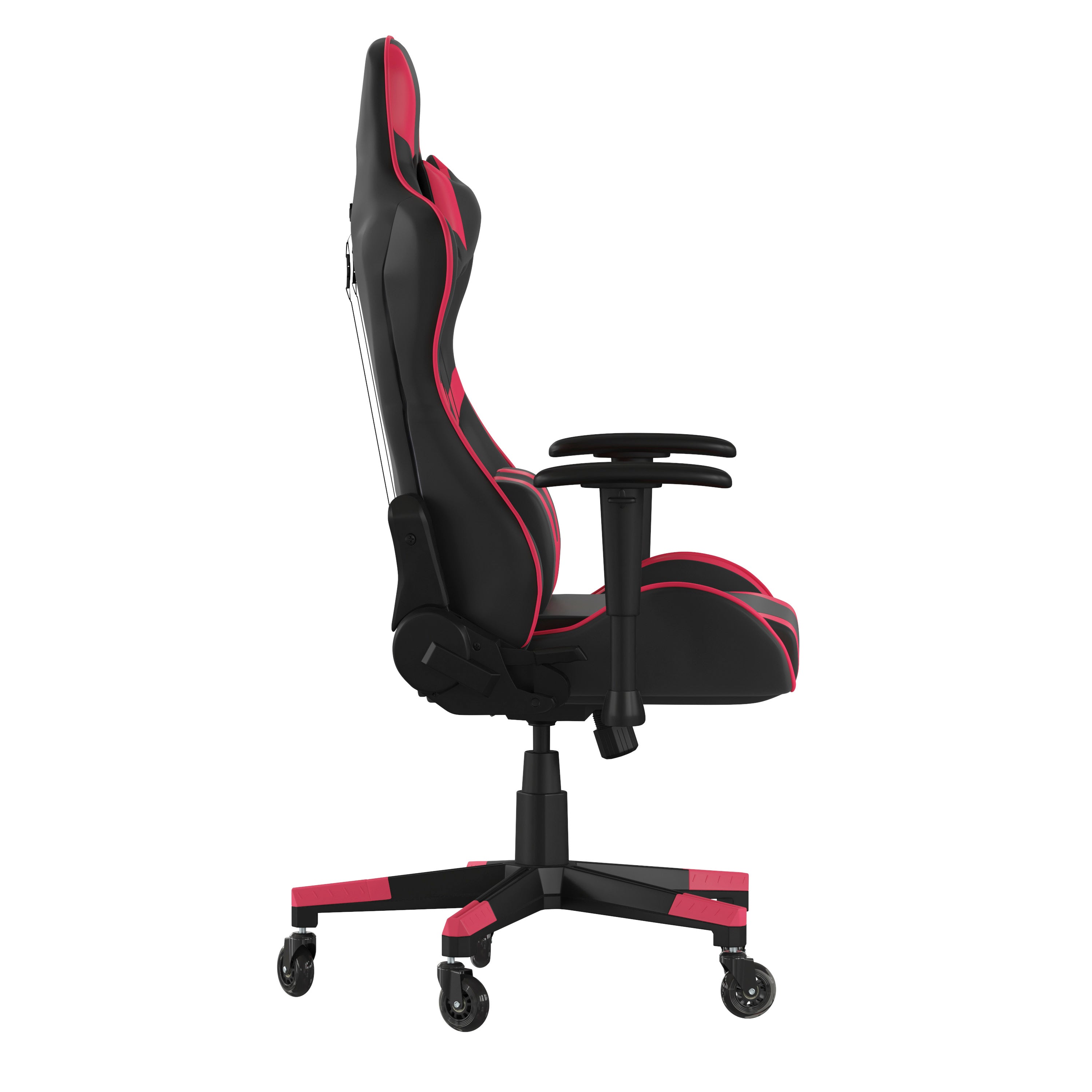 X20 Gaming Chair Racing Office Computer PC Adjustable Chair with Reclining Back and Transparent Roller Wheels in Red LeatherSoft