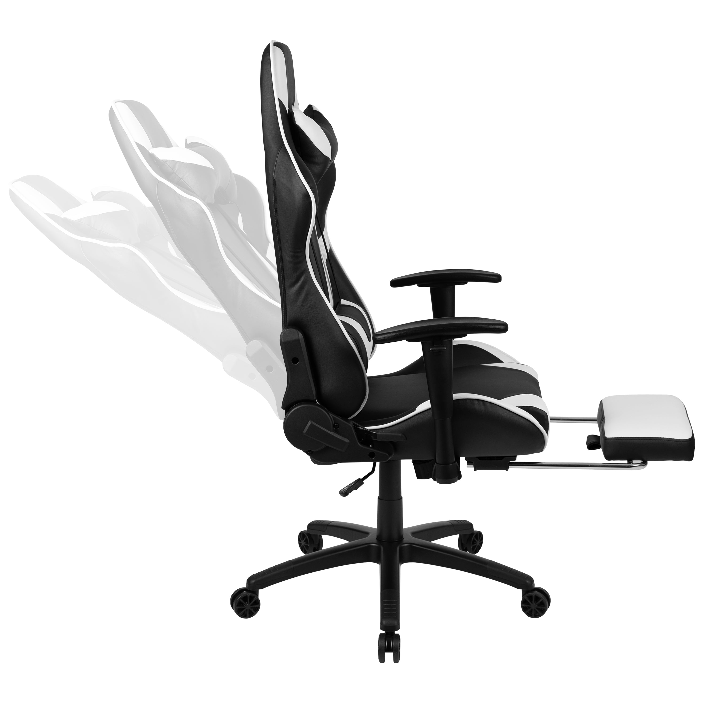 X30 Gaming Chair Racing Office Ergonomic Computer Chair with Fully Reclining Back and Slide-Out Footrest in Black LeatherSoft