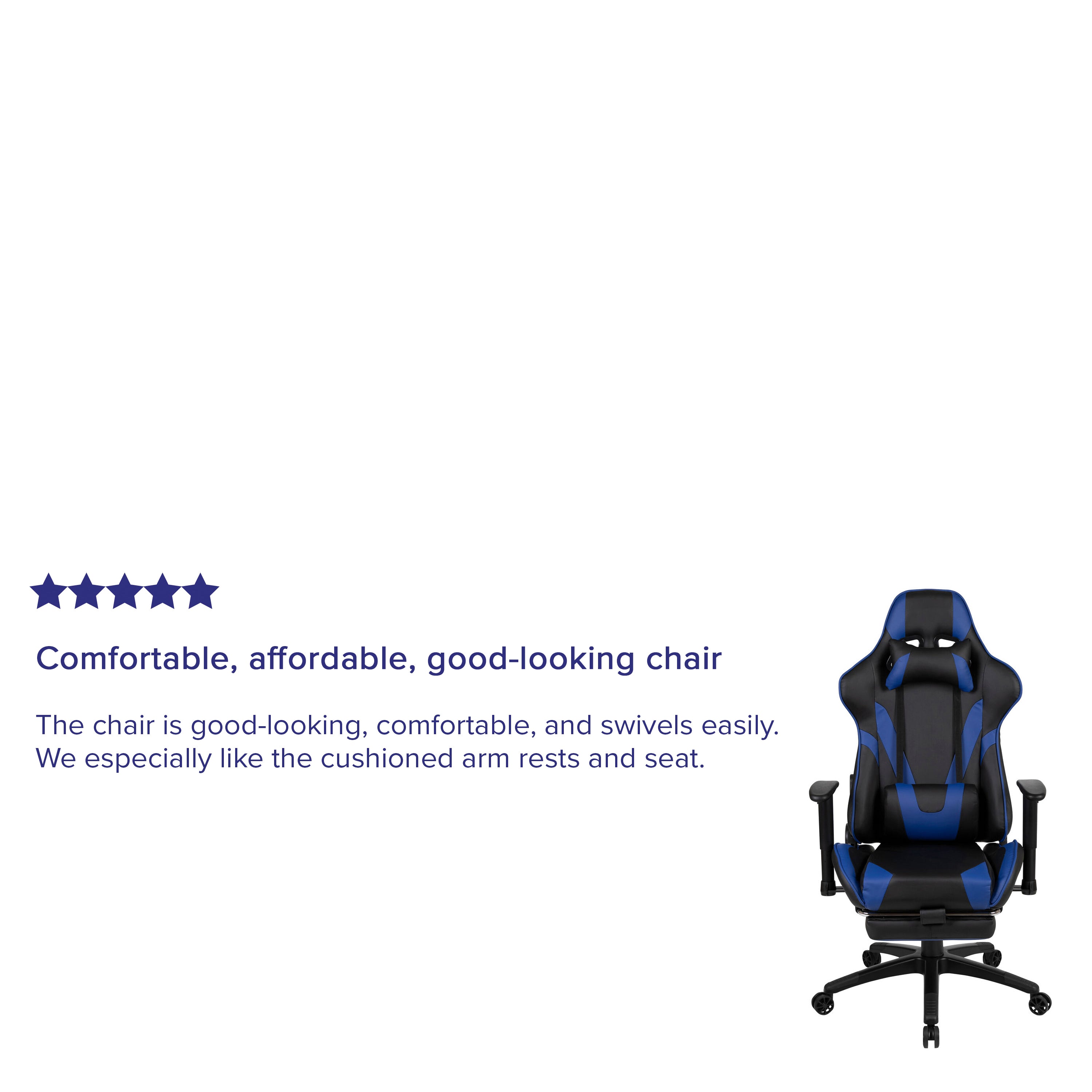 X30 Gaming Chair Racing Office Ergonomic Computer Chair with Reclining Back and Slide-Out Footrest in Blue LeatherSoft