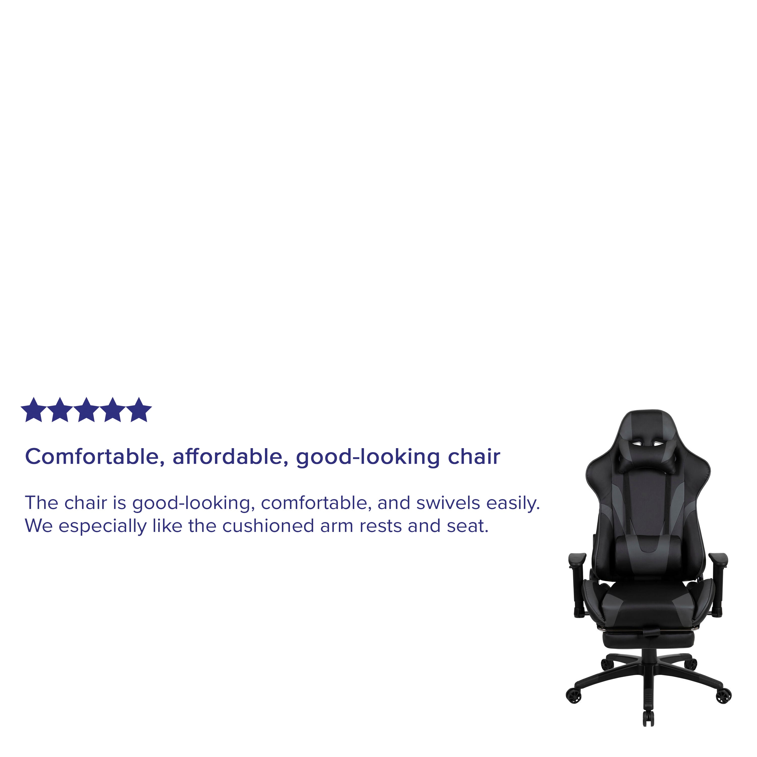 X30 Gaming Chair Racing Office Ergonomic Computer Chair with Reclining Back and Slide-Out Footrest in Gray LeatherSoft