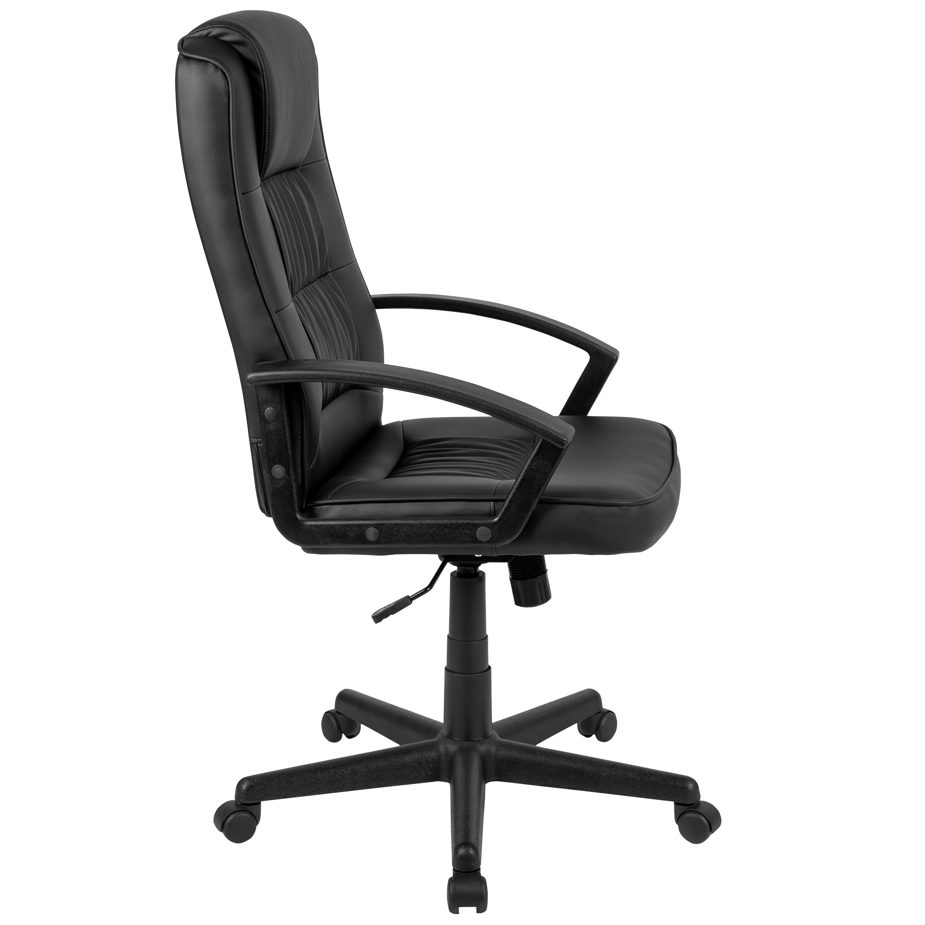 Biscayne Flash Fundamentals High Back Black LeatherSoft-Padded Task Office Chair with Arms