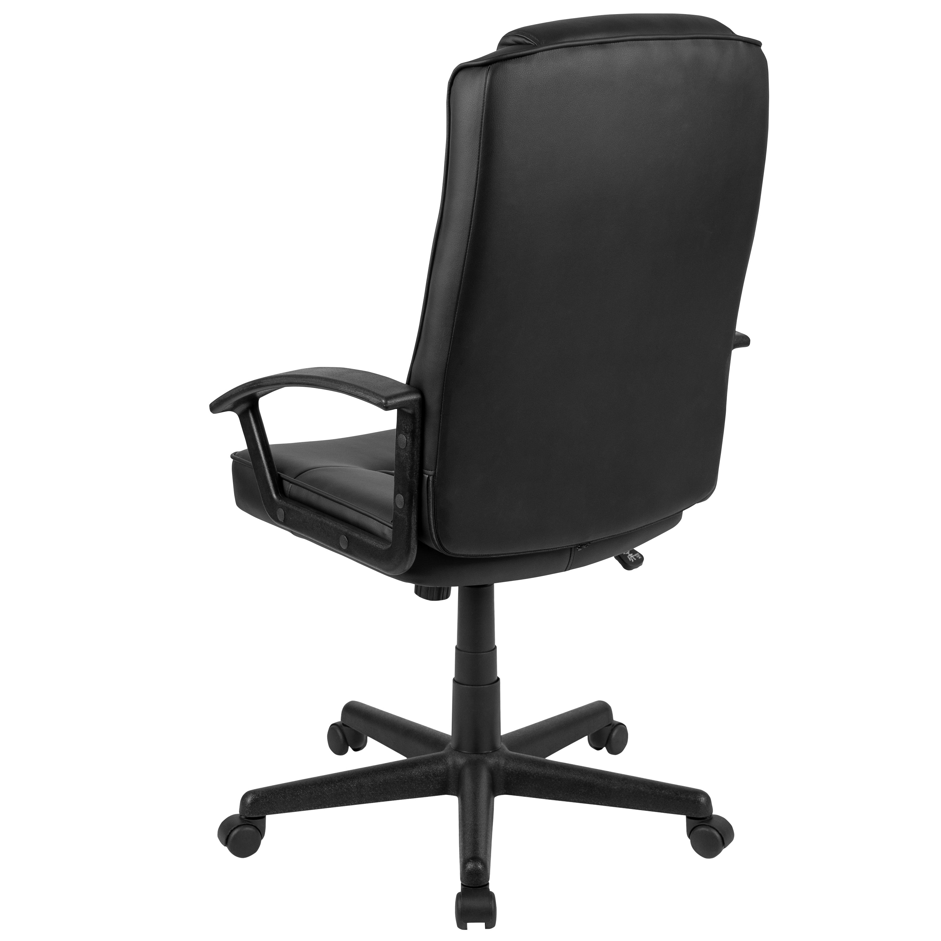 Biscayne Flash Fundamentals High Back Black LeatherSoft-Padded Task Office Chair with Arms