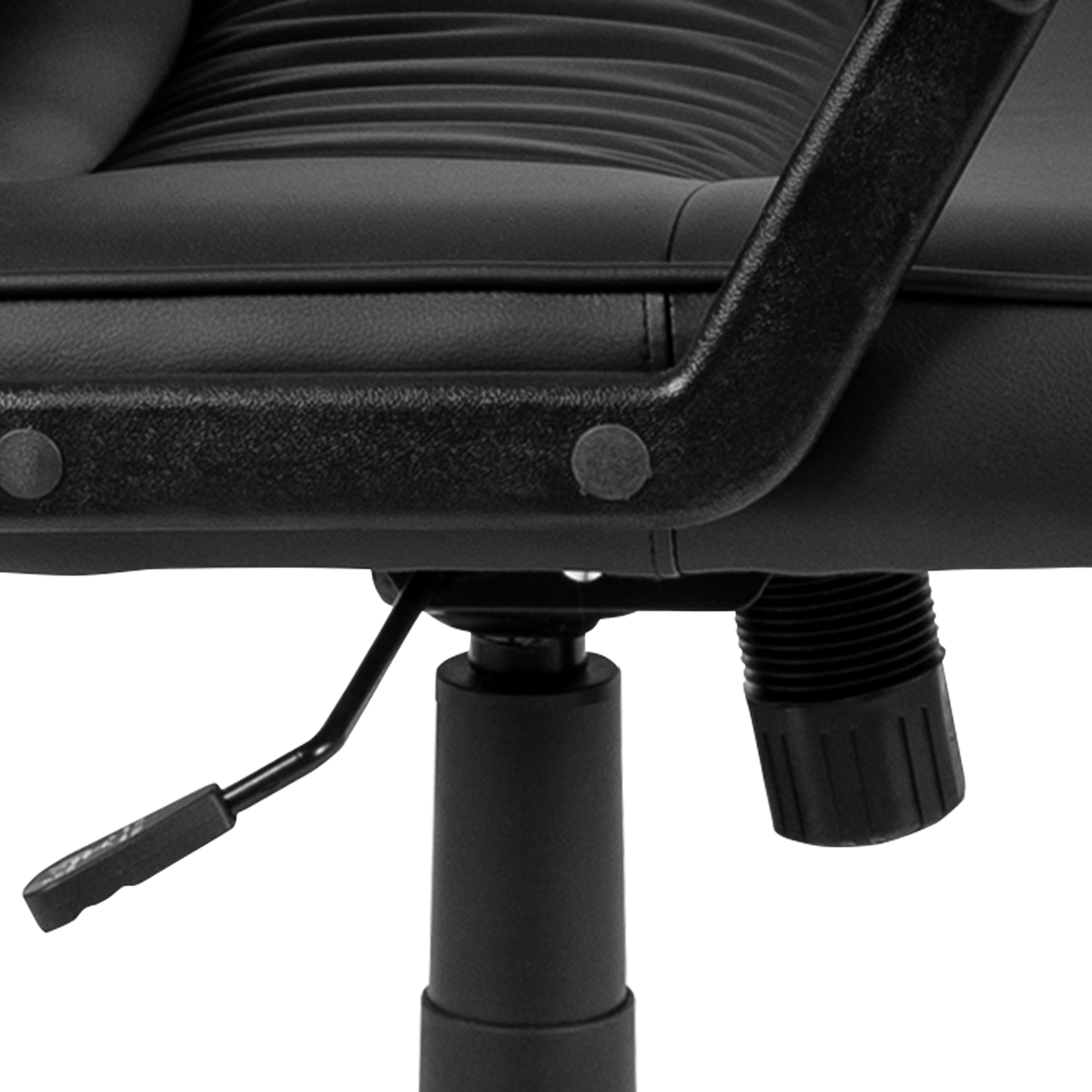 Biscayne Flash Fundamentals High Back Black LeatherSoft-Padded Task Office Chair with Arms