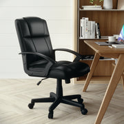 Coffman Flash Fundamentals Mid-Back Black LeatherSoft-Padded Task Office Chair with Arms